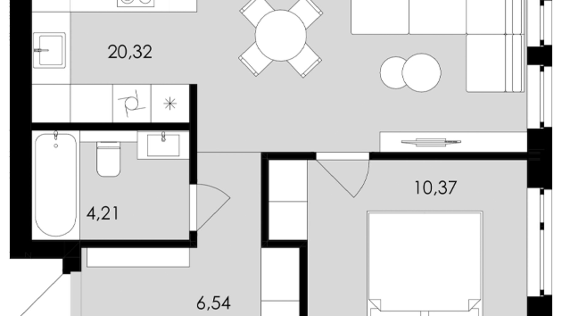 Планировка 1-комнатной квартиры в ЖК Avalon Holiday One 41 м², фото 697594