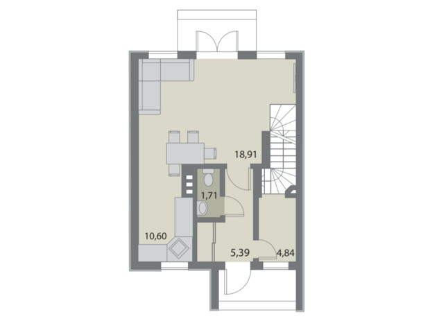 Коттеджный городок Счастливый Хуторок: планировка 2-комнатной квартиры 89 м²