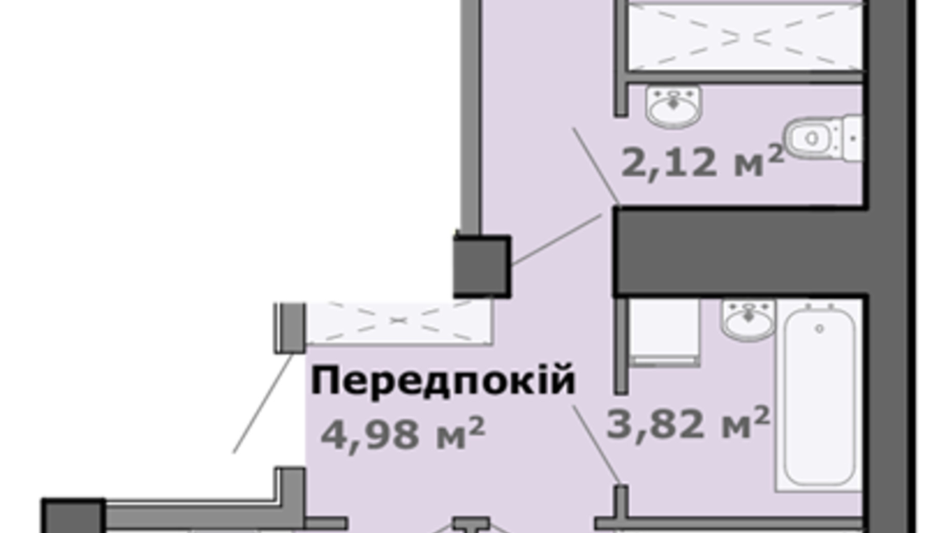 Планування 2-кімнатної квартири в ЖК Липи 65.72 м², фото 699329