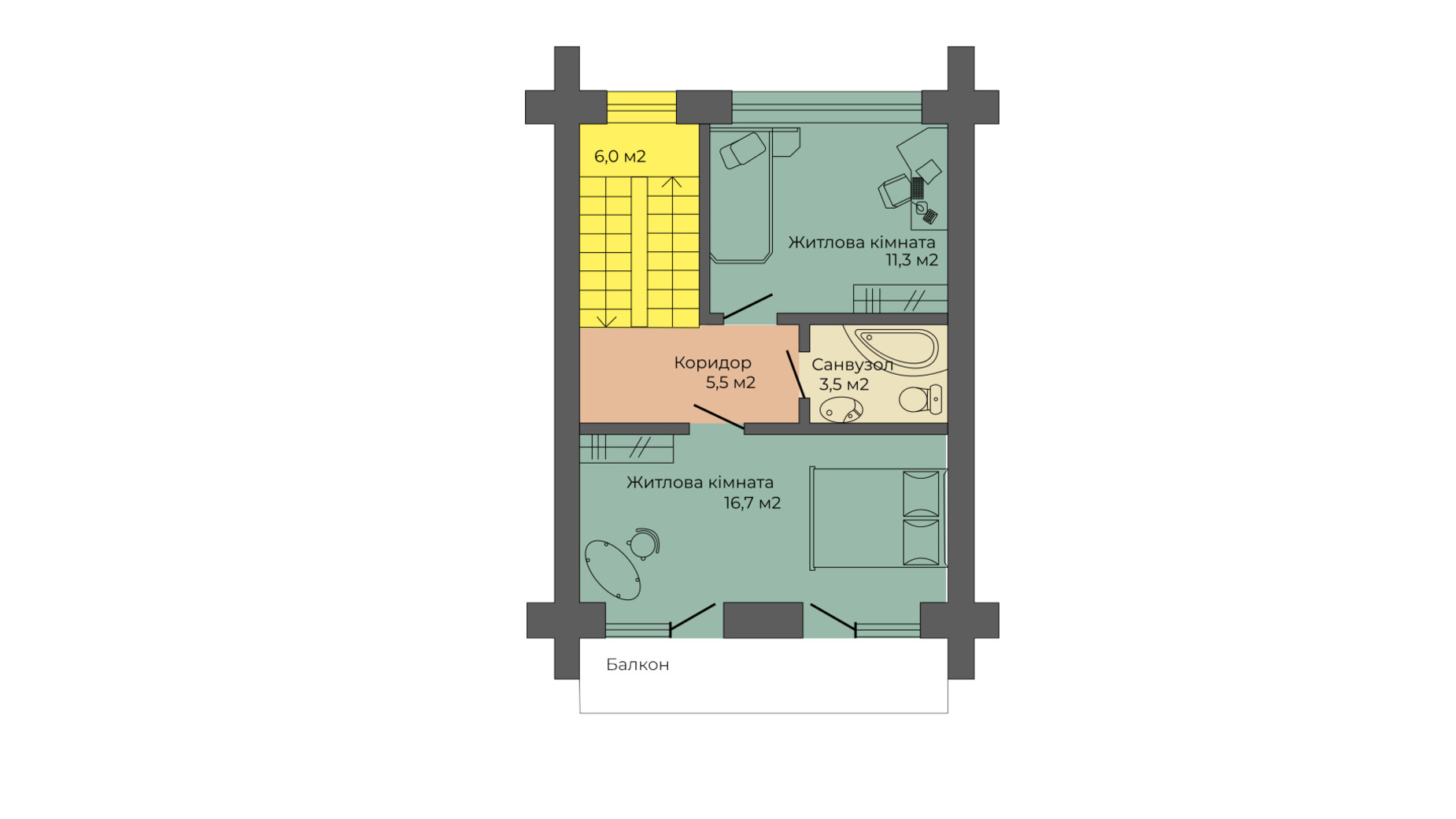 Планування таунхауса в Таунхаус Premium Space 116.5 м², фото 700181