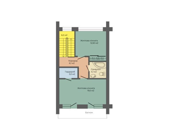 Таунхаус Premium Space: планування 2-кімнатної квартири 140.8 м²