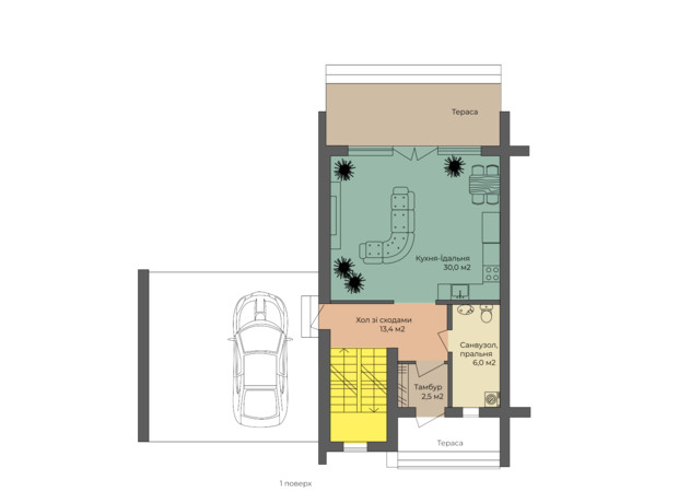 Таунхаус Premium Space: планування 4-кімнатної квартири 207.5 м²