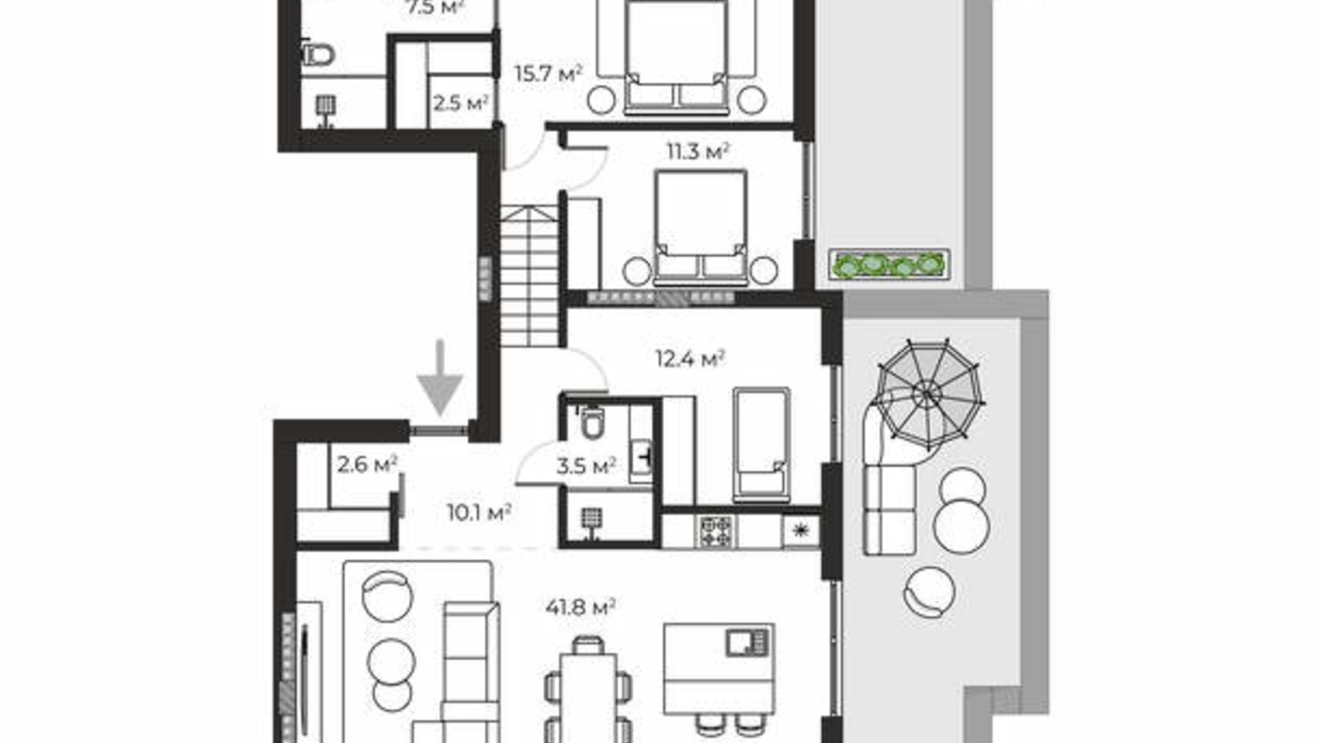 Планировка 3-комнатной квартиры в ЖК Sherwood 134.8 м², фото 702109