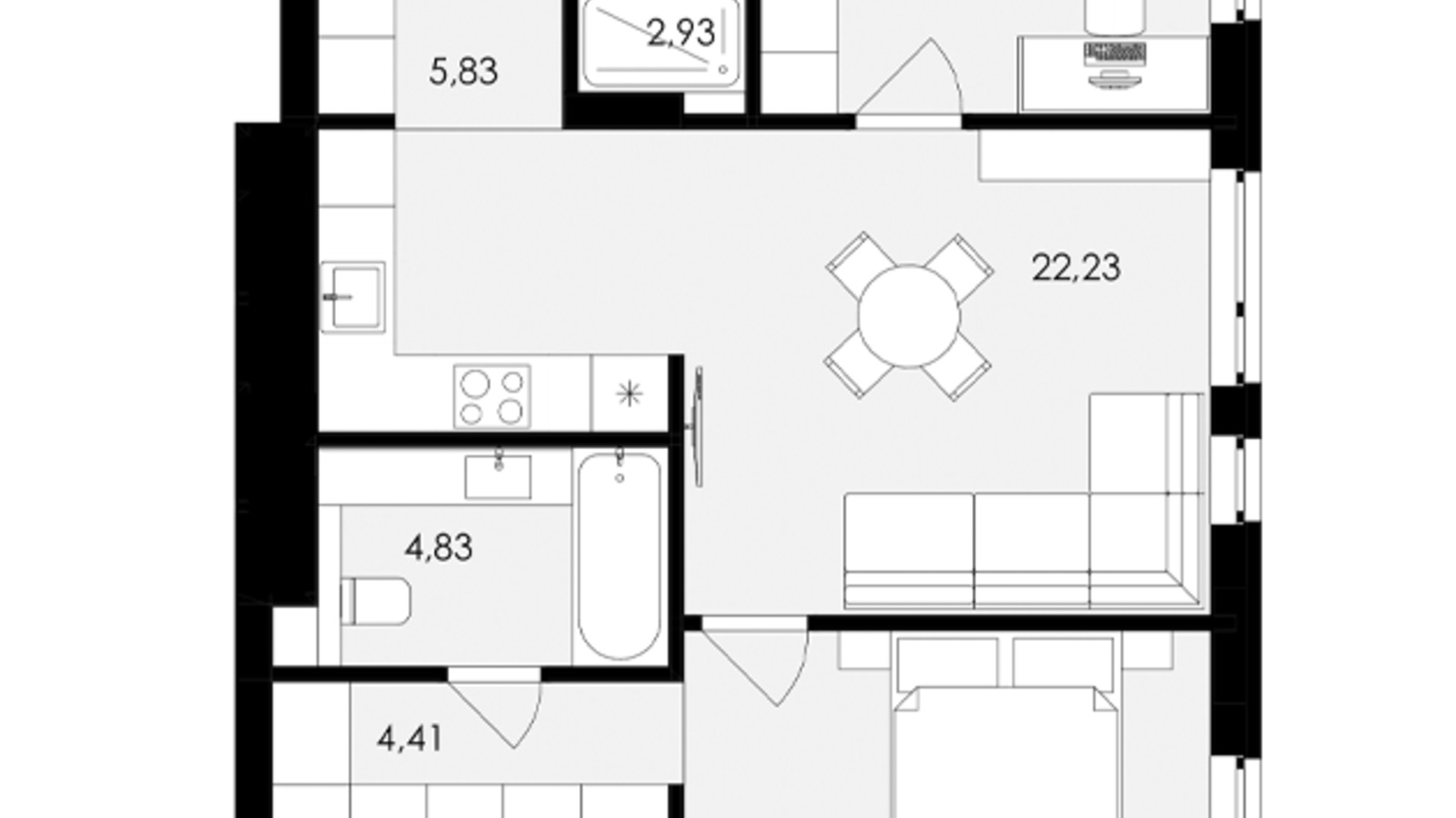 Планировка 2-комнатной квартиры в ЖК Avalon Holiday One 66 м², фото 703086