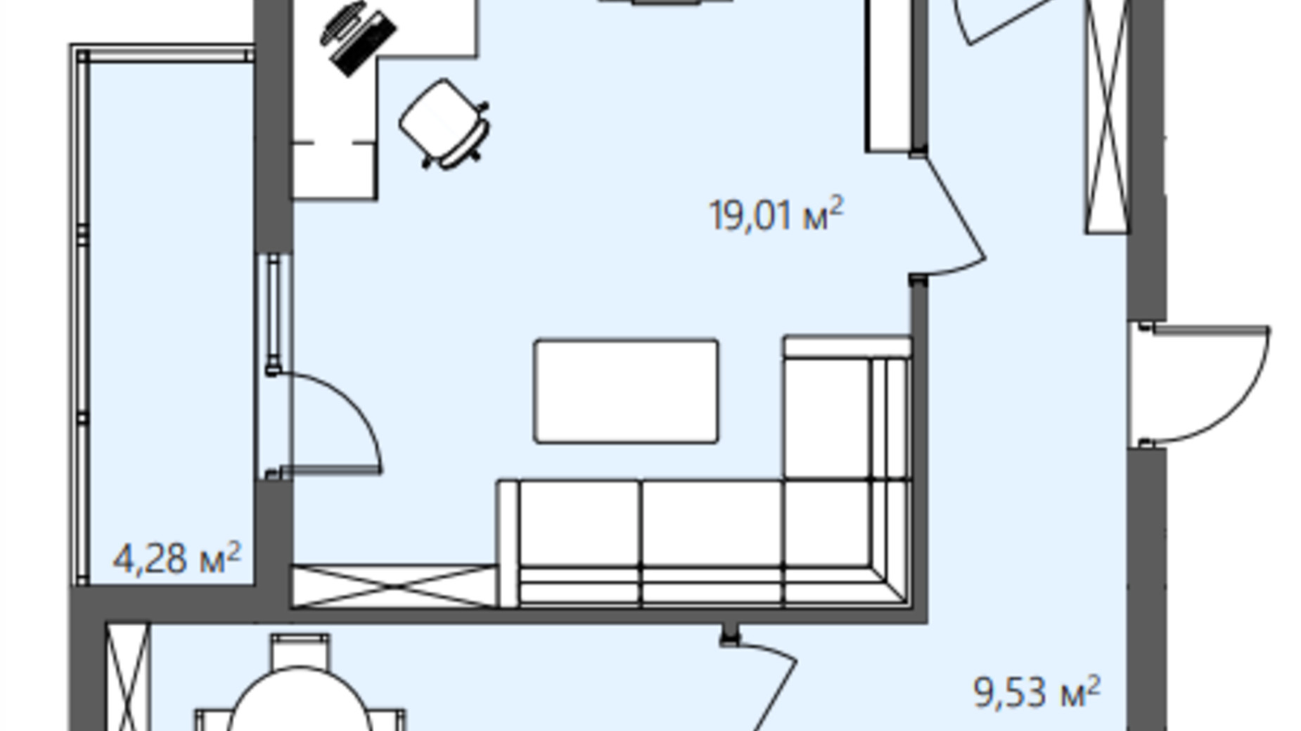 Планировка 2-комнатной квартиры в ЖК Greenhouse City 69.07 м², фото 703481