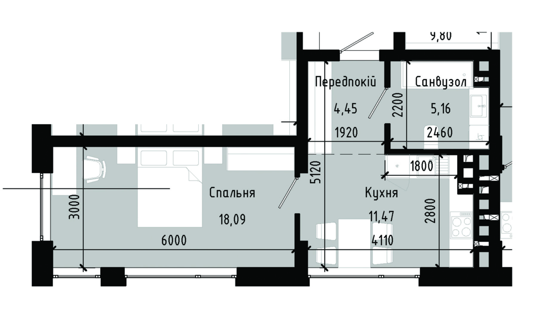 Планировка 1-комнатной квартиры в ЖК Lennona Residents 38.79 м², фото 705551