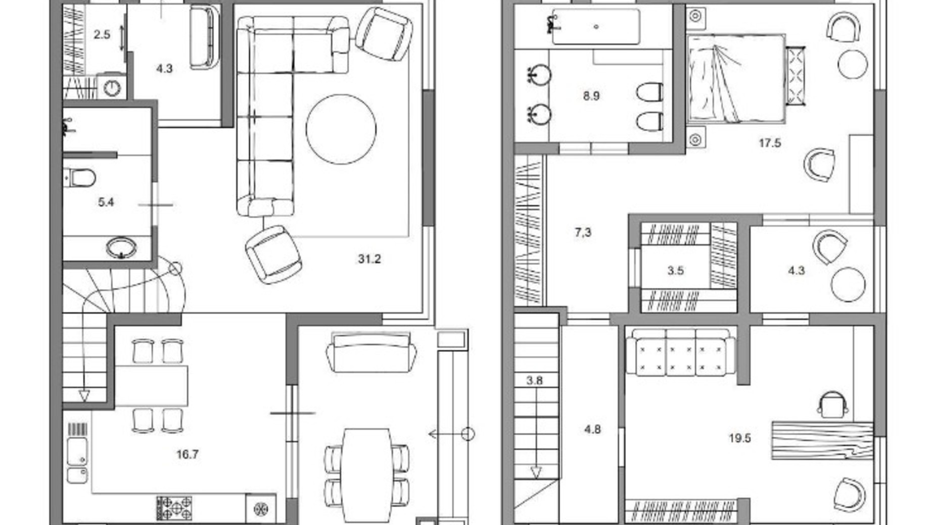Планування дуплекса в Таунхаус ProfiTHouse 130 м², фото 706591