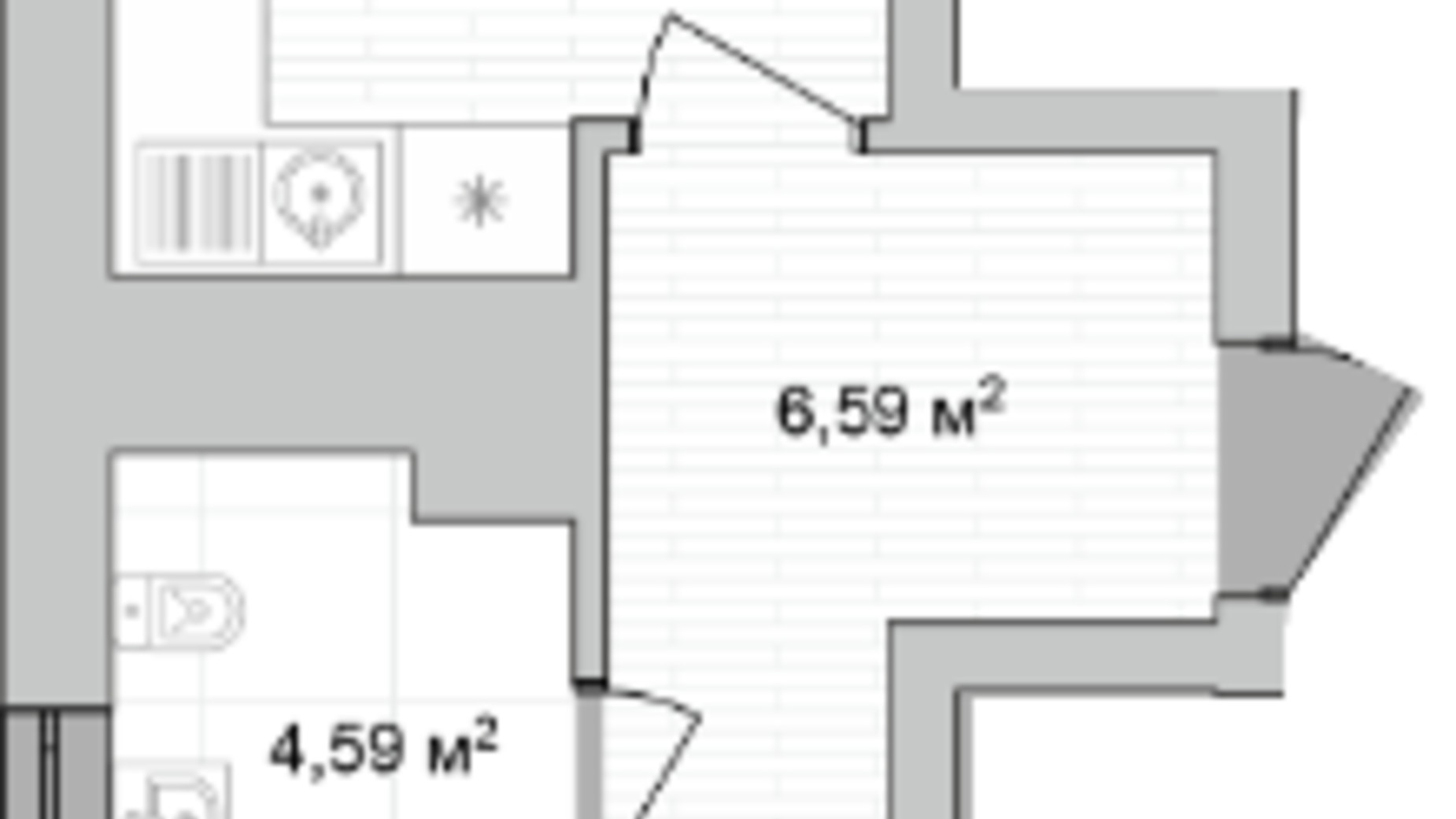 Планировка 1-комнатной квартиры в ЖК Євромісто 2 50.38 м², фото 706833