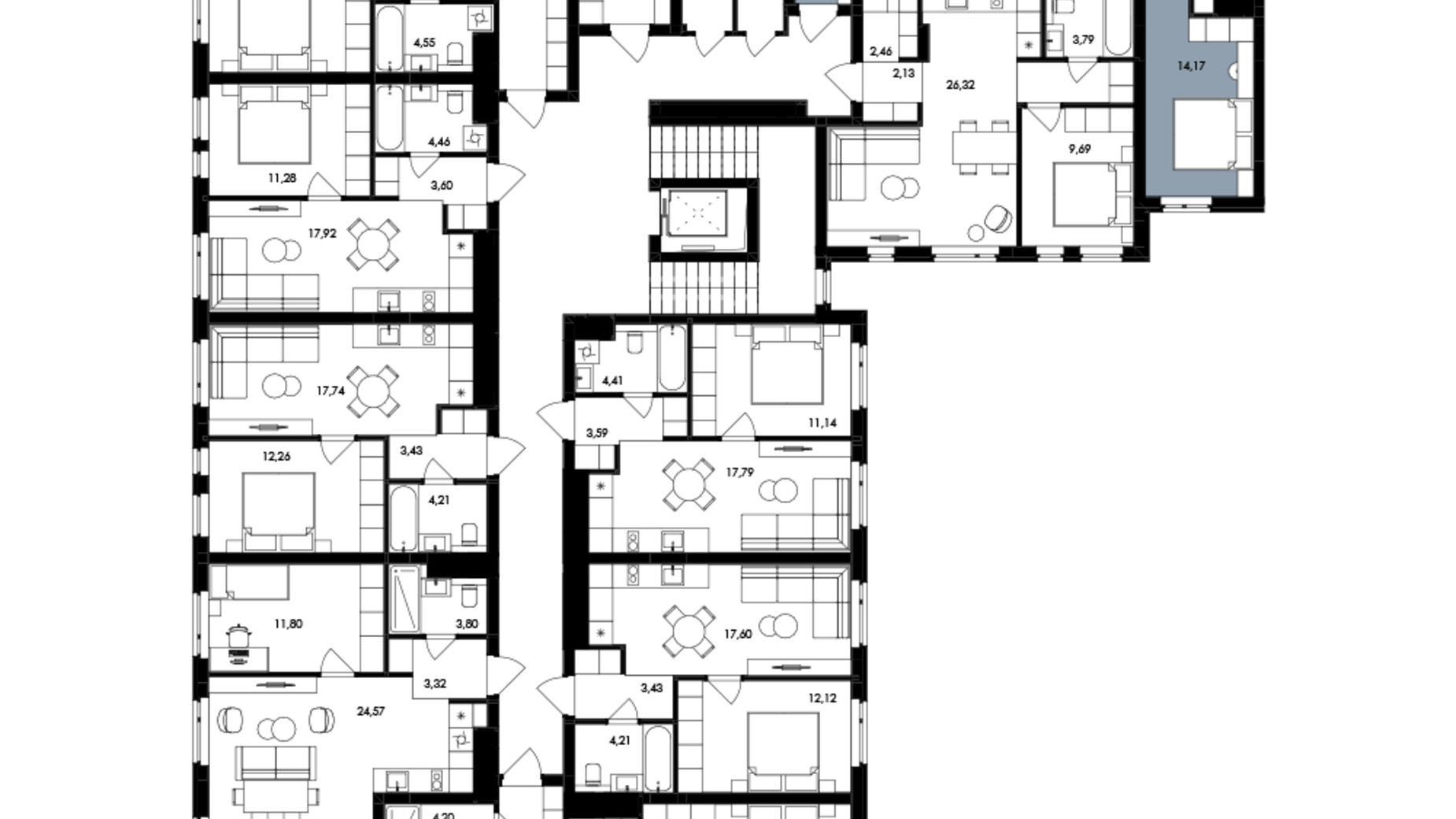Планировка 3-комнатной квартиры в ЖК Avalon Holiday One 75 м², фото 708042