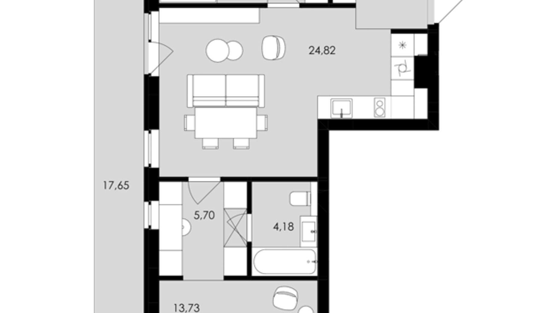 Планировка 2-комнатной квартиры в ЖК Avalon Holiday One 74 м², фото 708046