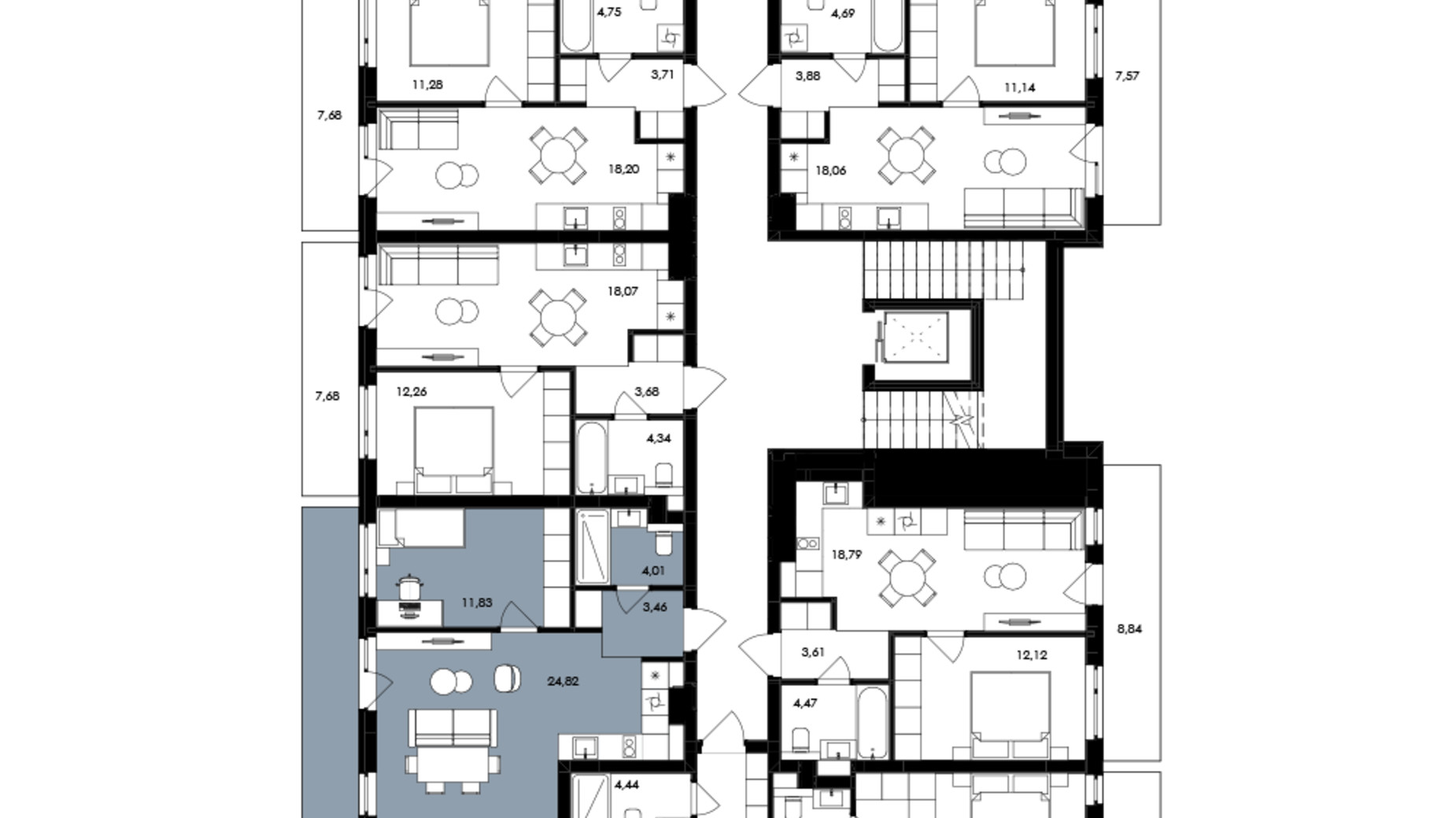 Планировка 2-комнатной квартиры в ЖК Avalon Holiday One 74 м², фото 708050