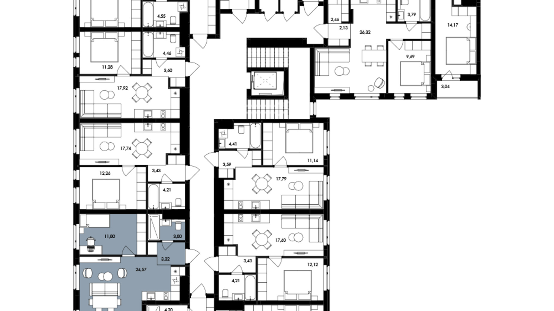 Планування 2-кімнатної квартири в ЖК Avalon Holiday One 68 м², фото 708053