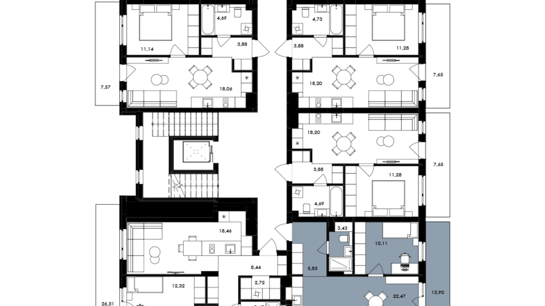 Планировка 2-комнатной квартиры в ЖК Avalon Holiday One 70 м², фото 708080