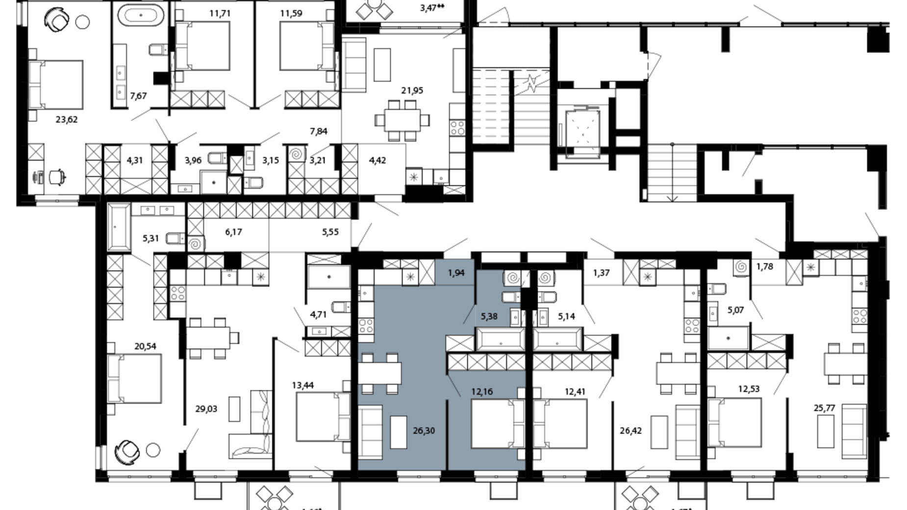 Планировка 1-комнатной квартиры в ЖК Avalon Terra 46 м², фото 708168