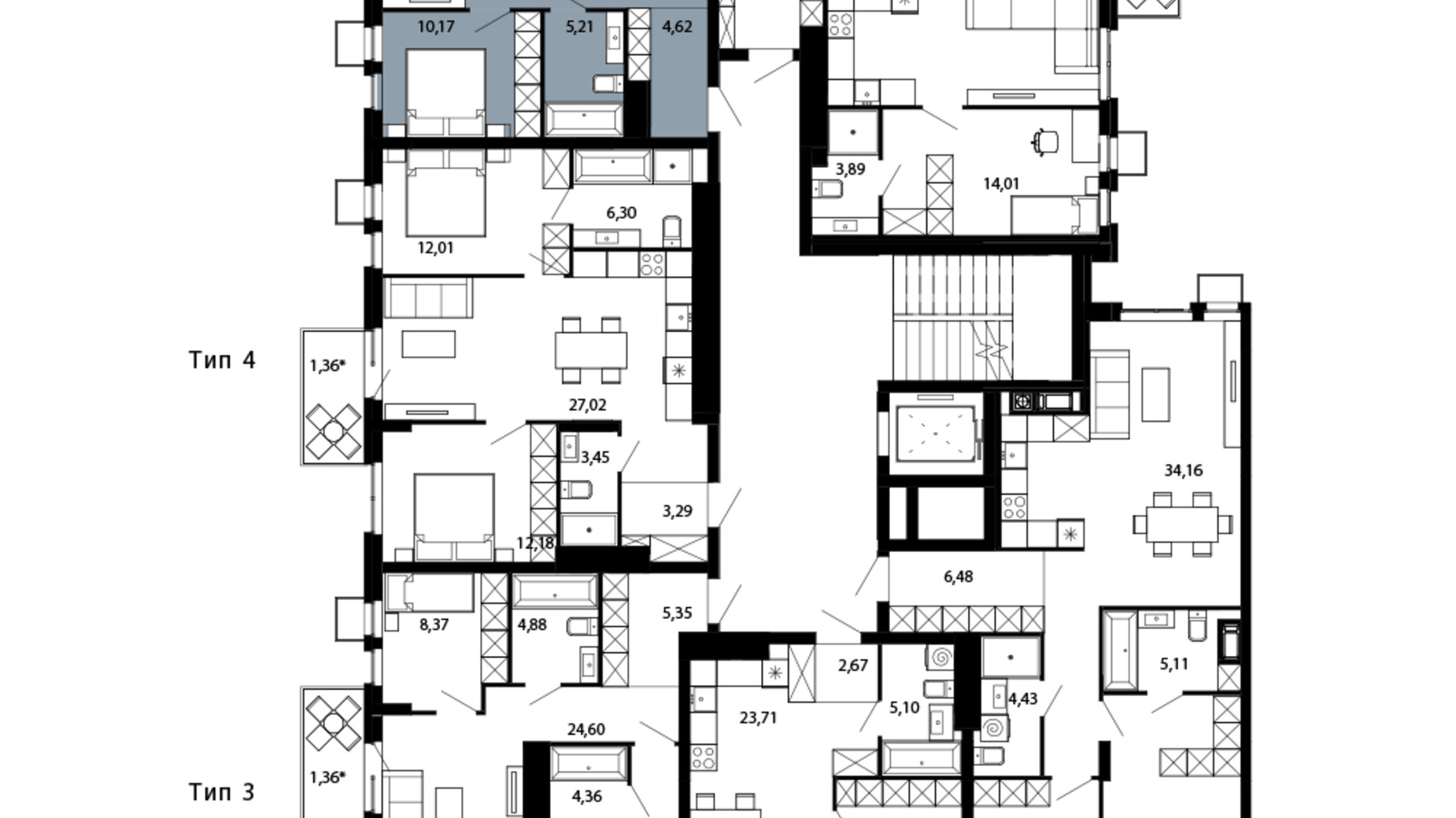 Планування 1-кімнатної квартири в ЖК Avalon Terra 45 м², фото 708400
