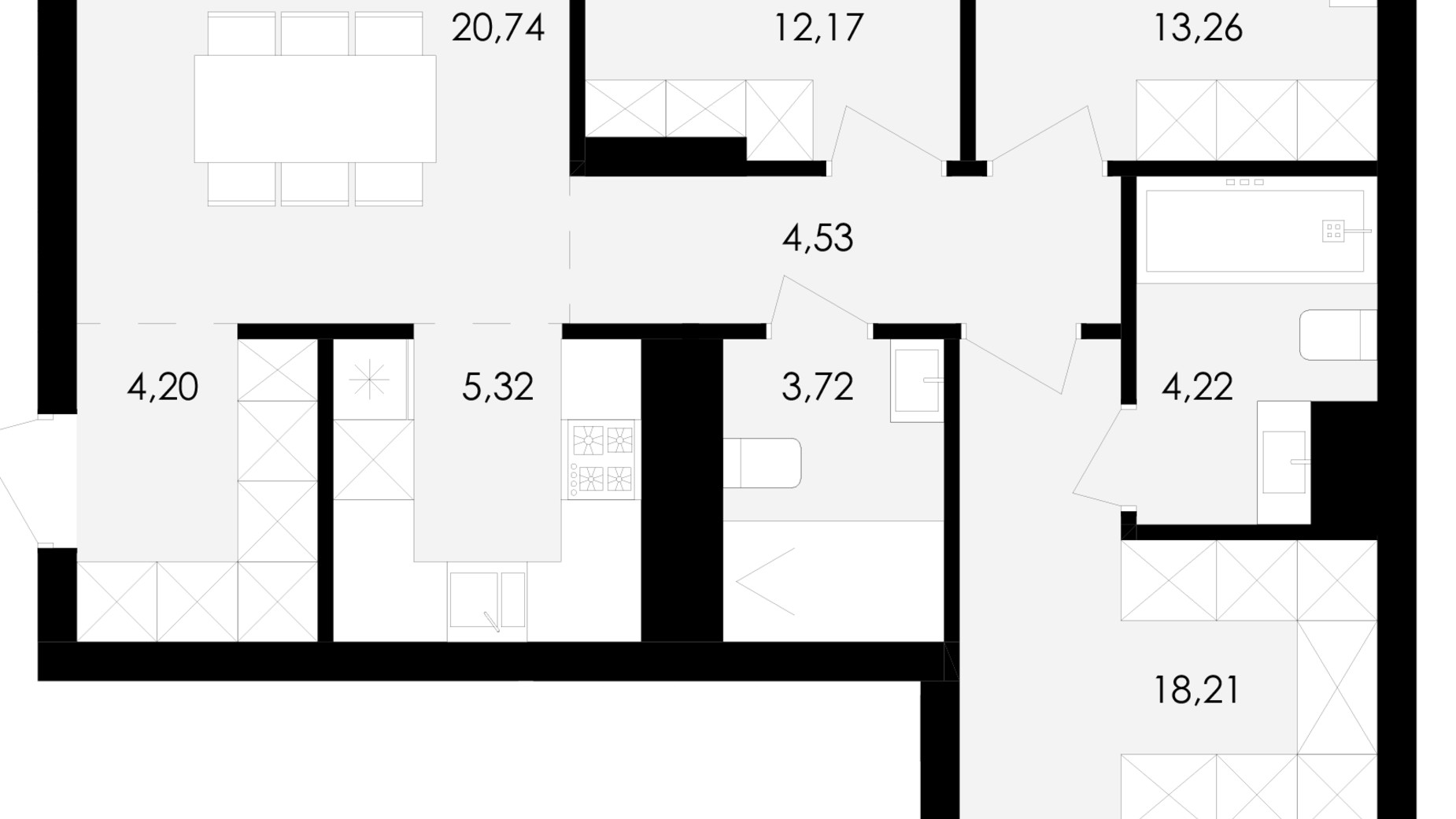 Планування 3-кімнатної квартири в ЖК Avalon Holiday 86 м², фото 708965