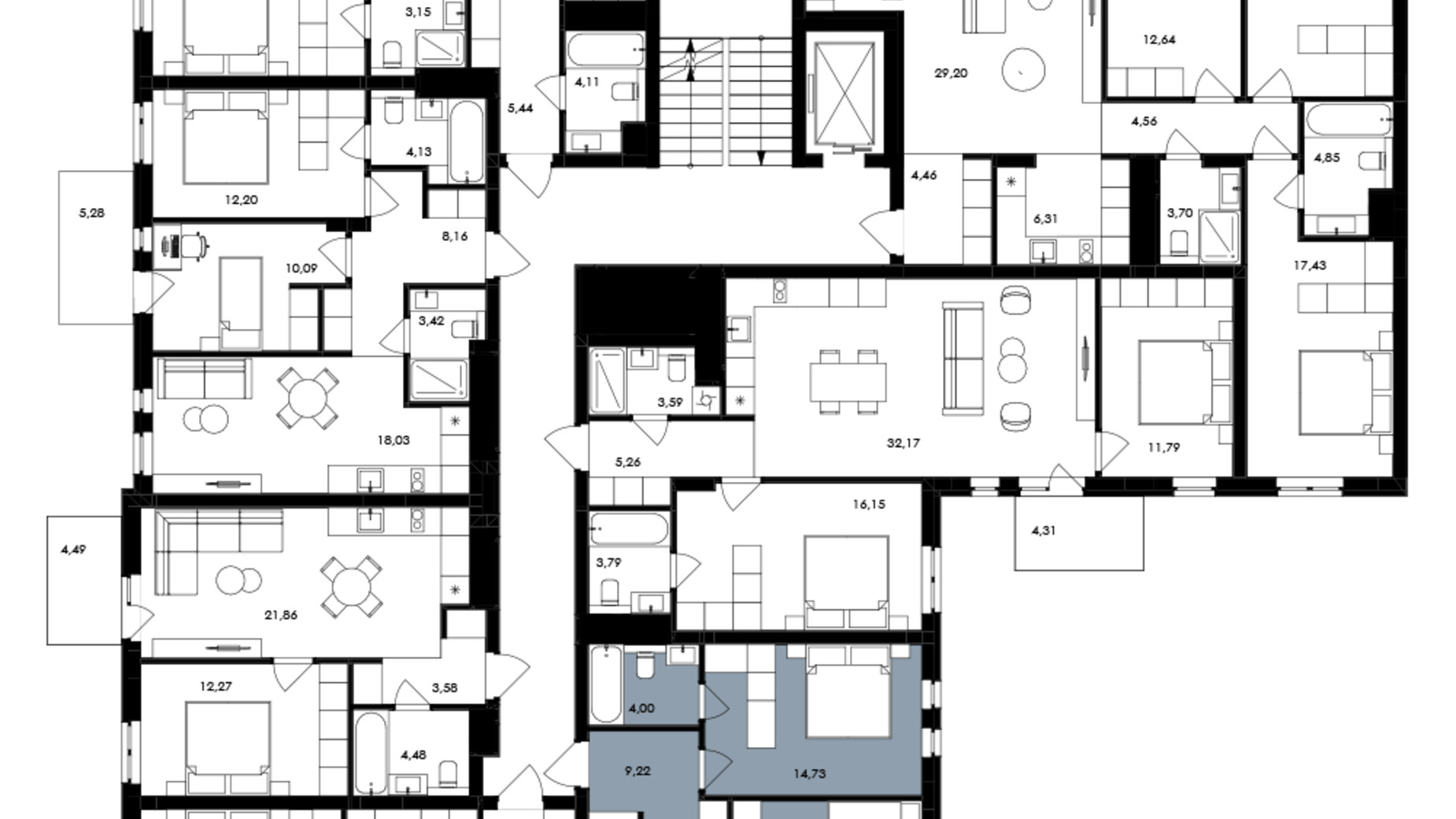 Планировка 2-комнатной квартиры в ЖК Avalon Holiday 64 м², фото 709009