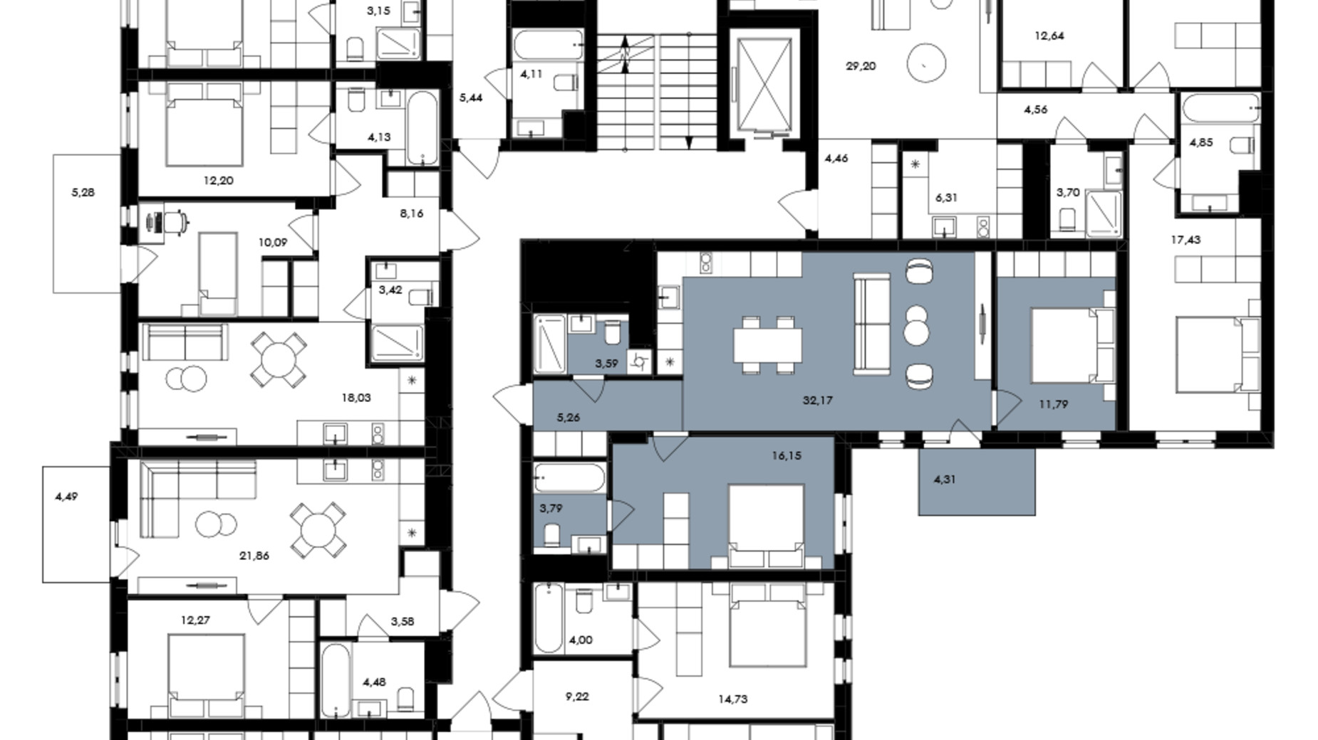 Планировка 2-комнатной квартиры в ЖК Avalon Holiday 74 м², фото 709011