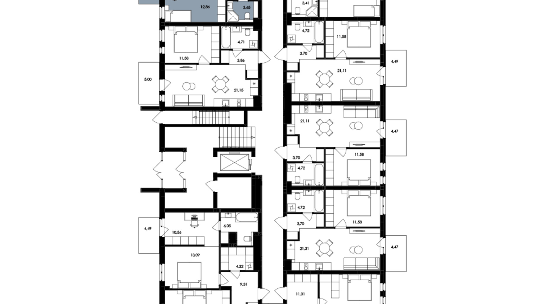 Планировка 2-комнатной квартиры в ЖК Avalon Holiday 71 м², фото 709012
