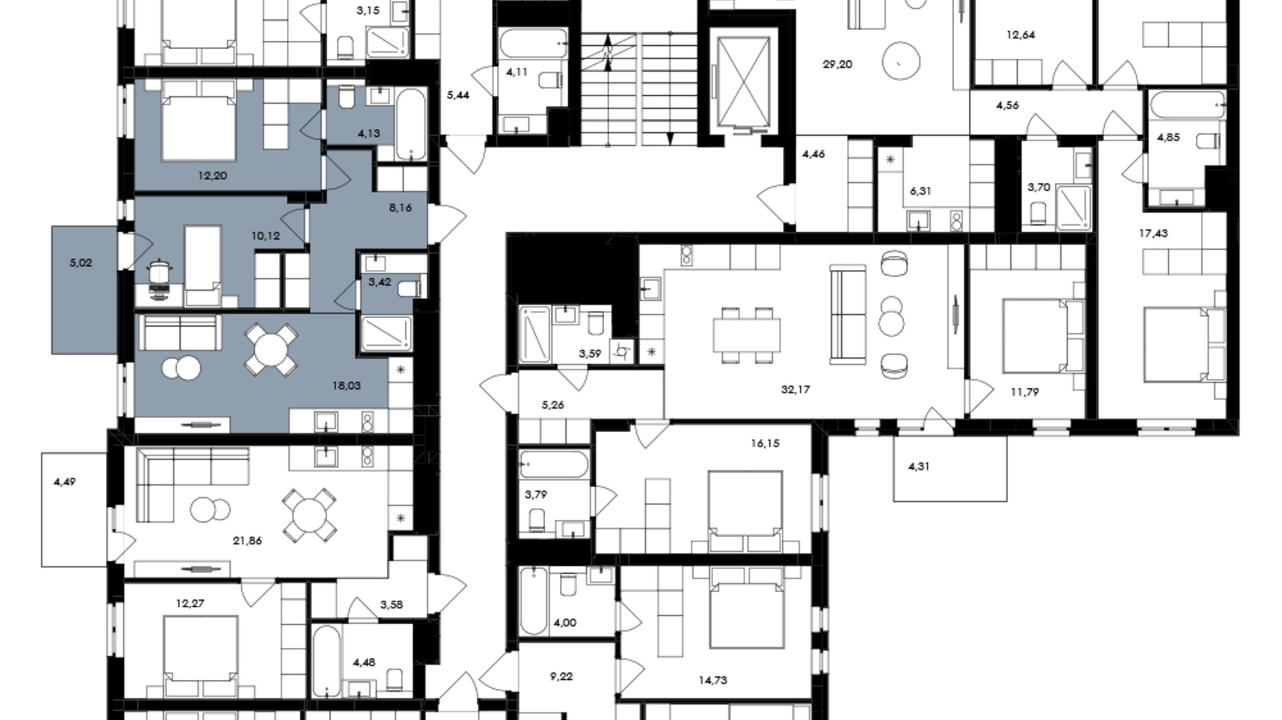 Планировка 2-комнатной квартиры в ЖК Avalon Holiday 58 м², фото 709013