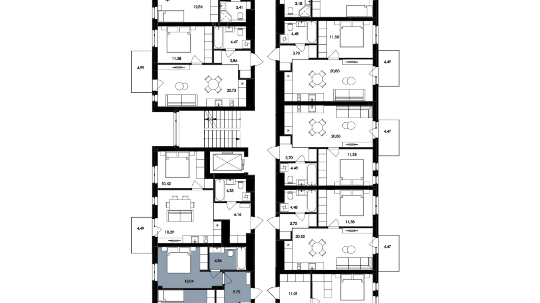Планировка 2-комнатной квартиры в ЖК Avalon Holiday 78 м², фото 709020