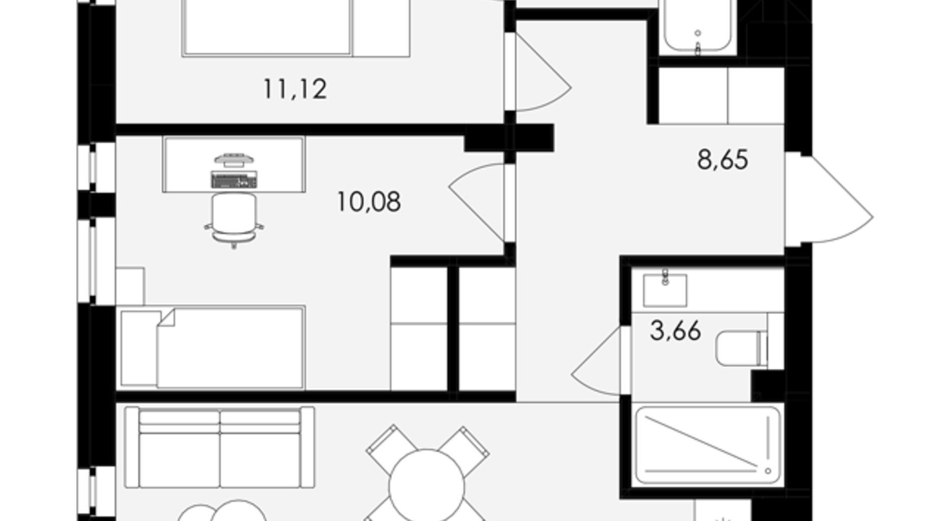 Планировка 2-комнатной квартиры в ЖК Avalon Holiday 56 м², фото 709025