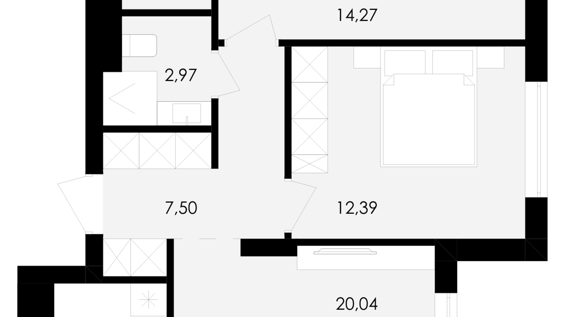 Планировка 2-комнатной квартиры в ЖК Avalon Holiday 61 м², фото 709026