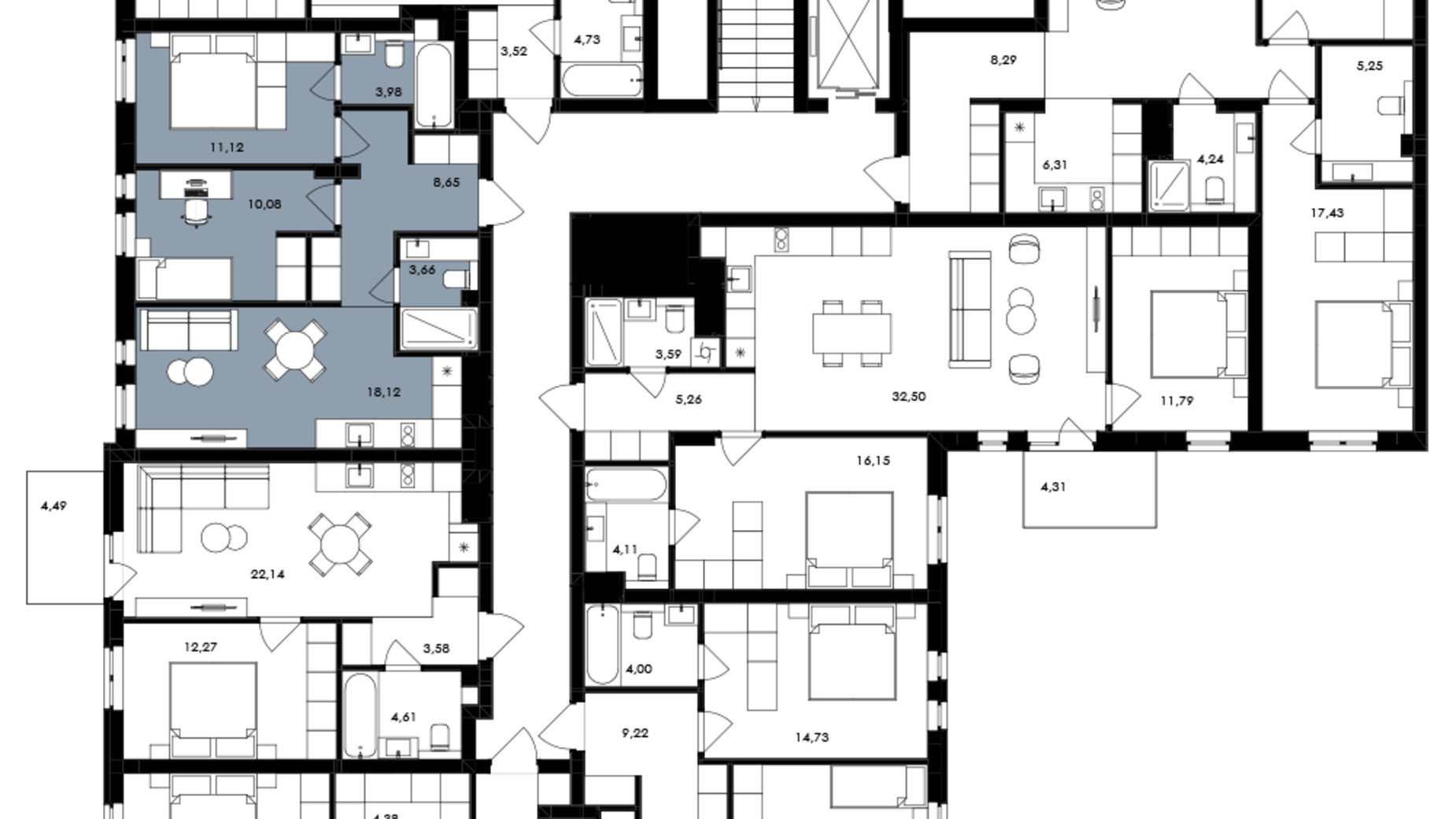 Планировка 2-комнатной квартиры в ЖК Avalon Holiday 56 м², фото 709030