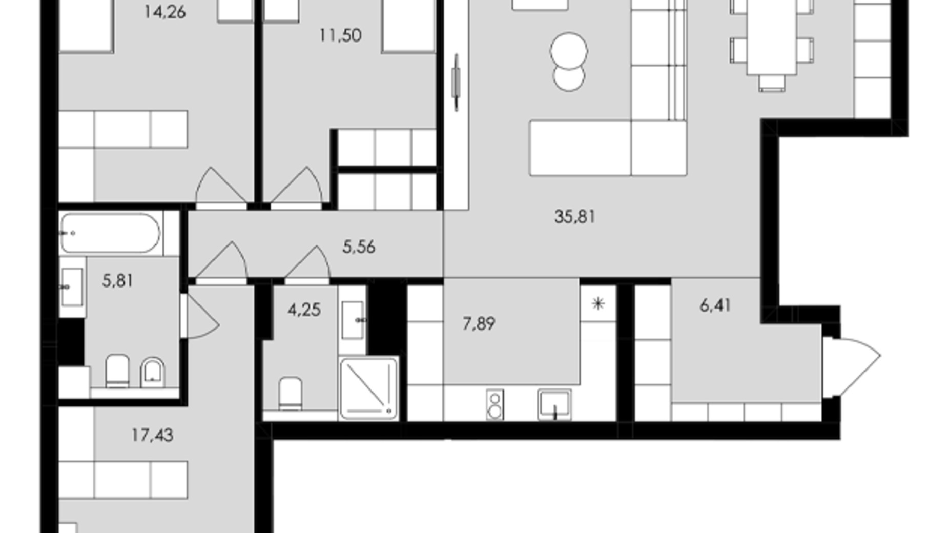 Планування 3-кімнатної квартири в ЖК Avalon Holiday 110 м², фото 709038