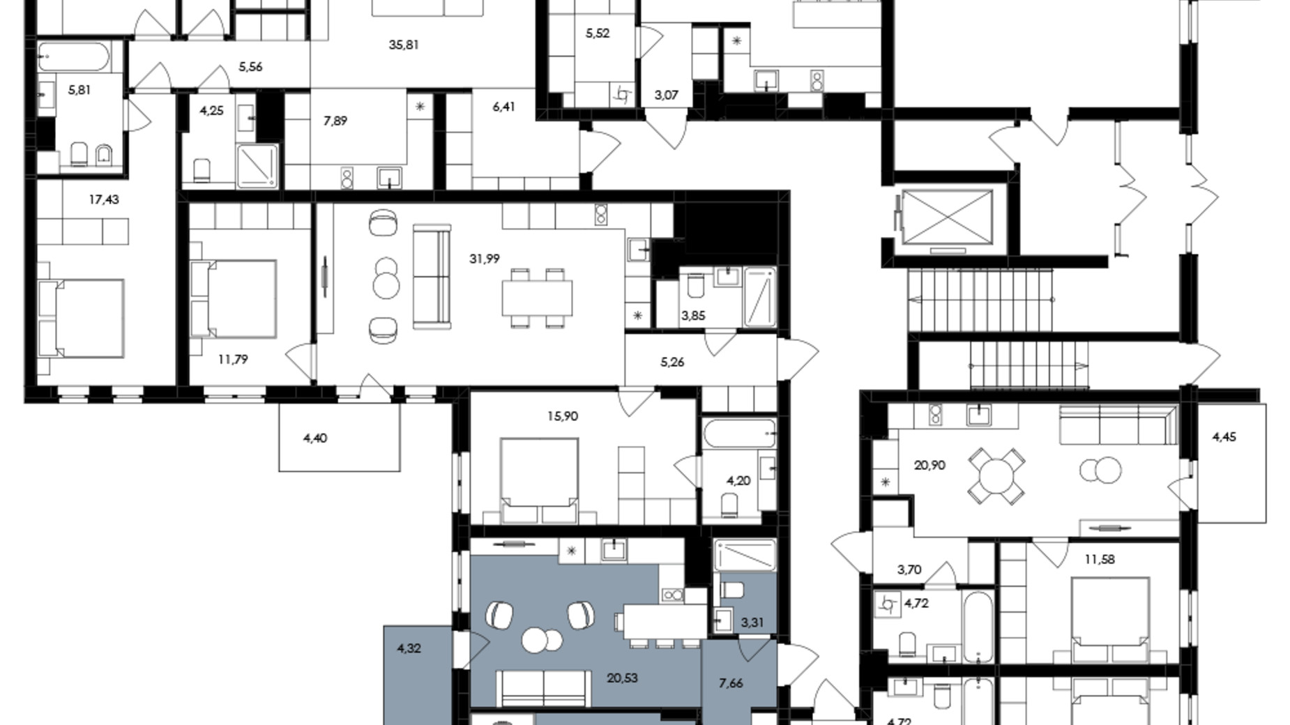 Планировка 2-комнатной квартиры в ЖК Avalon Holiday 68 м², фото 709039