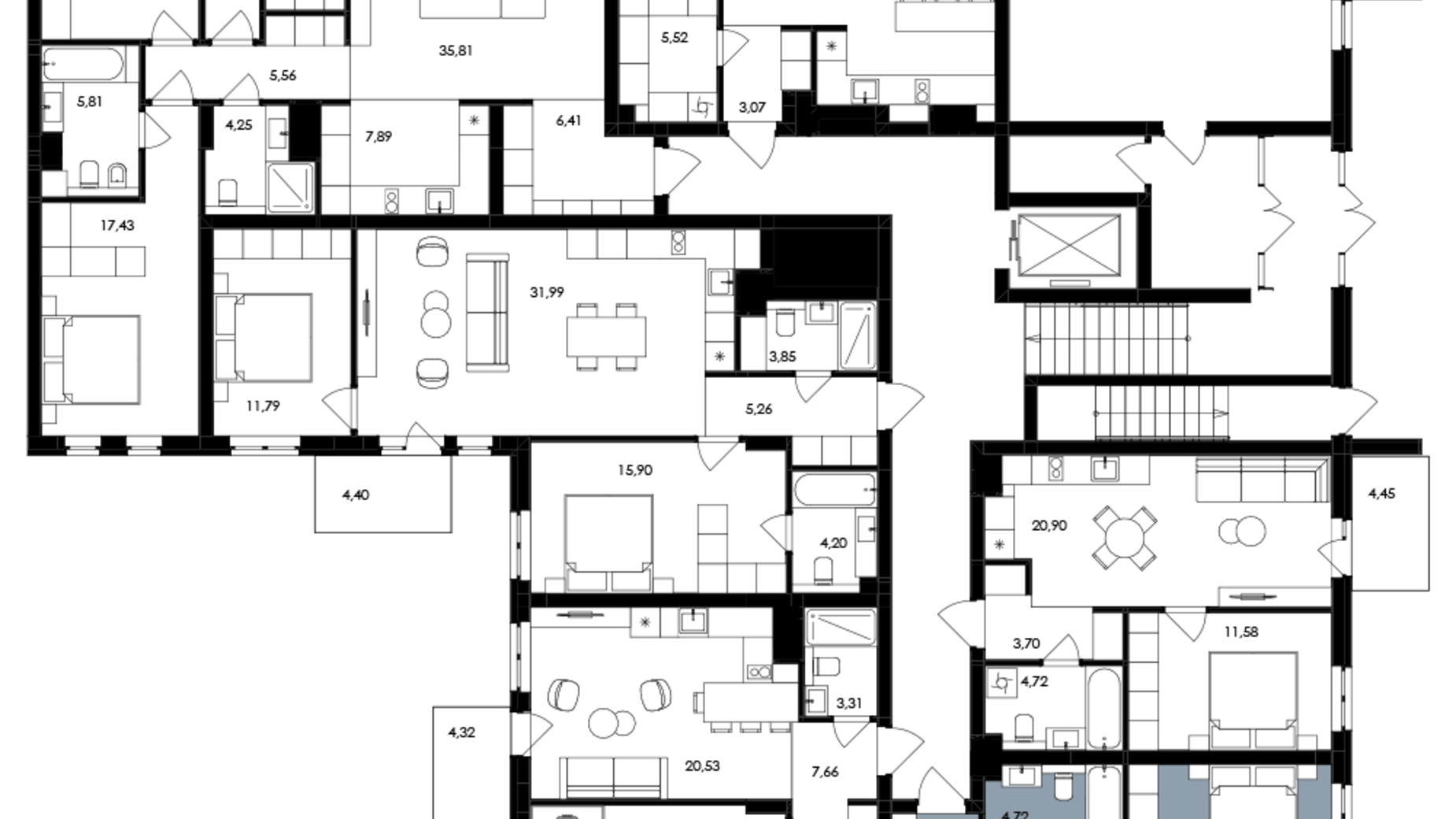 Планировка 1-комнатной квартиры в ЖК Avalon Holiday 49 м², фото 709041