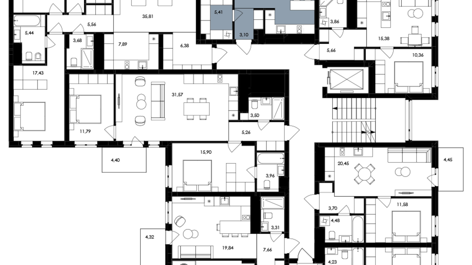 Планировка 1-комнатной квартиры в ЖК Avalon Holiday 56 м², фото 709050