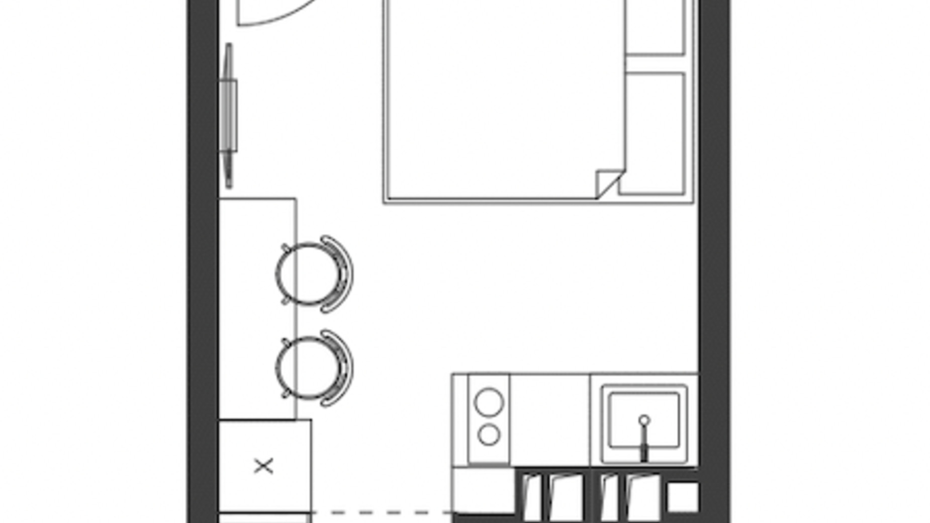 Планування 1-кімнатної квартири в ЖК Nagirniy House 22.64 м², фото 709240
