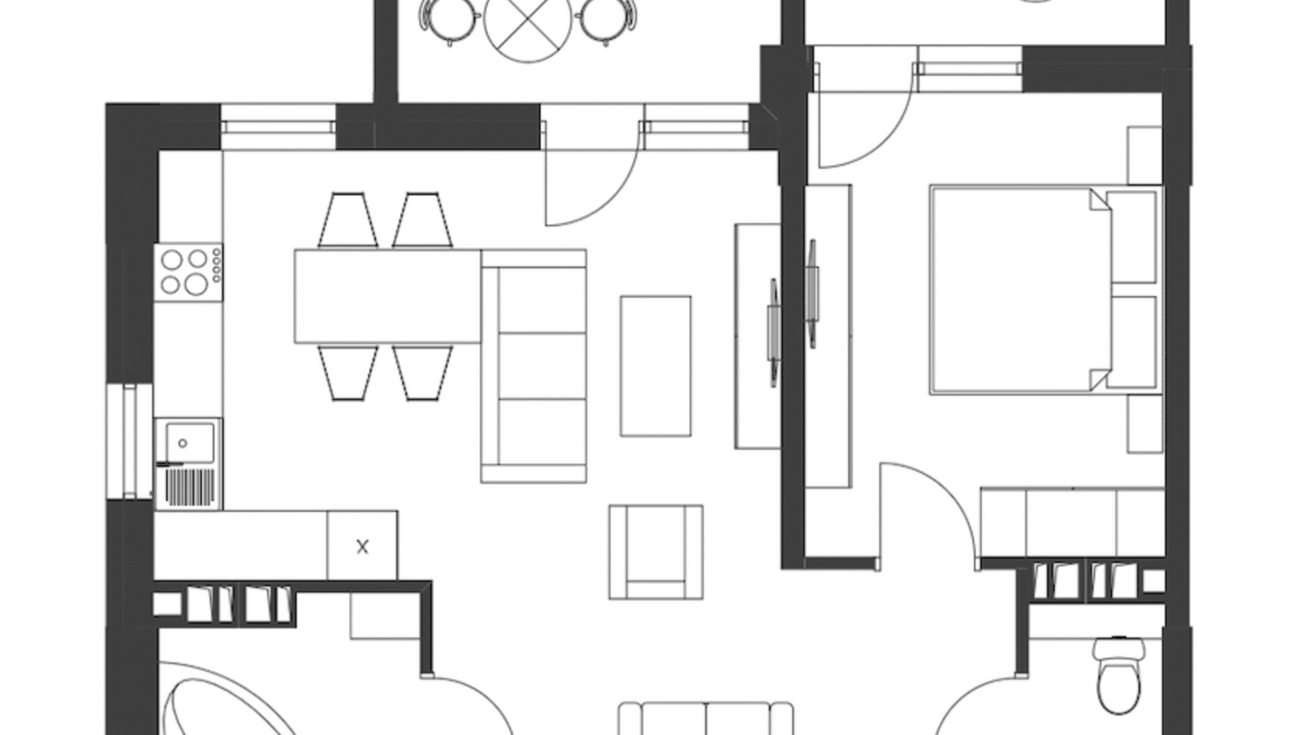 Планировка 2-комнатной квартиры в ЖК Nagirniy House 57.17 м², фото 709245