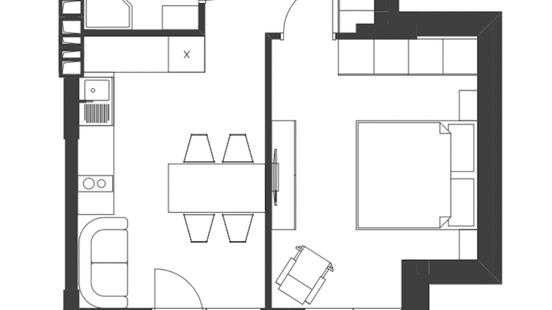 Планировка 2-комнатной квартиры в ЖК Nagirniy House 41.68 м², фото 709298