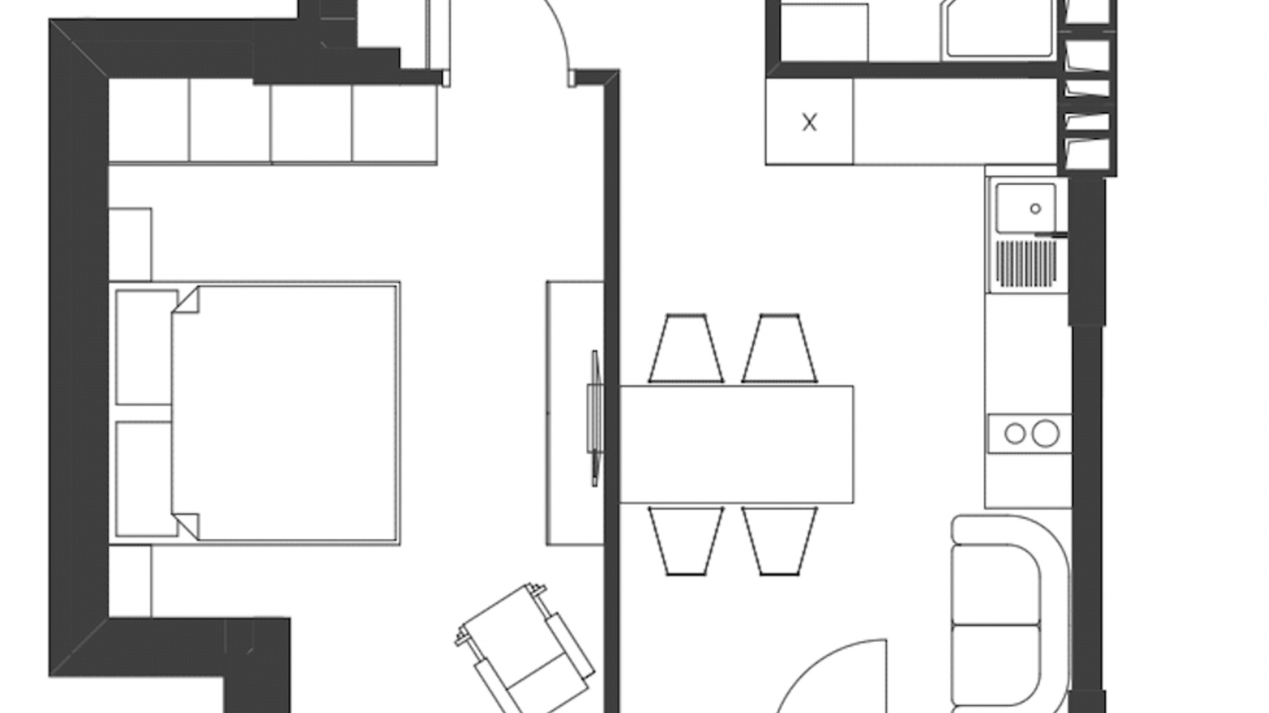 Планировка смарт квартиры в ЖК Nagirniy House 41.88 м², фото 709301