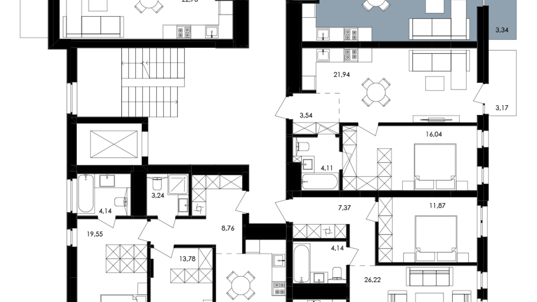 Планування 1-кімнатної квартири в ЖК Avalon Yard 48 м², фото 709884