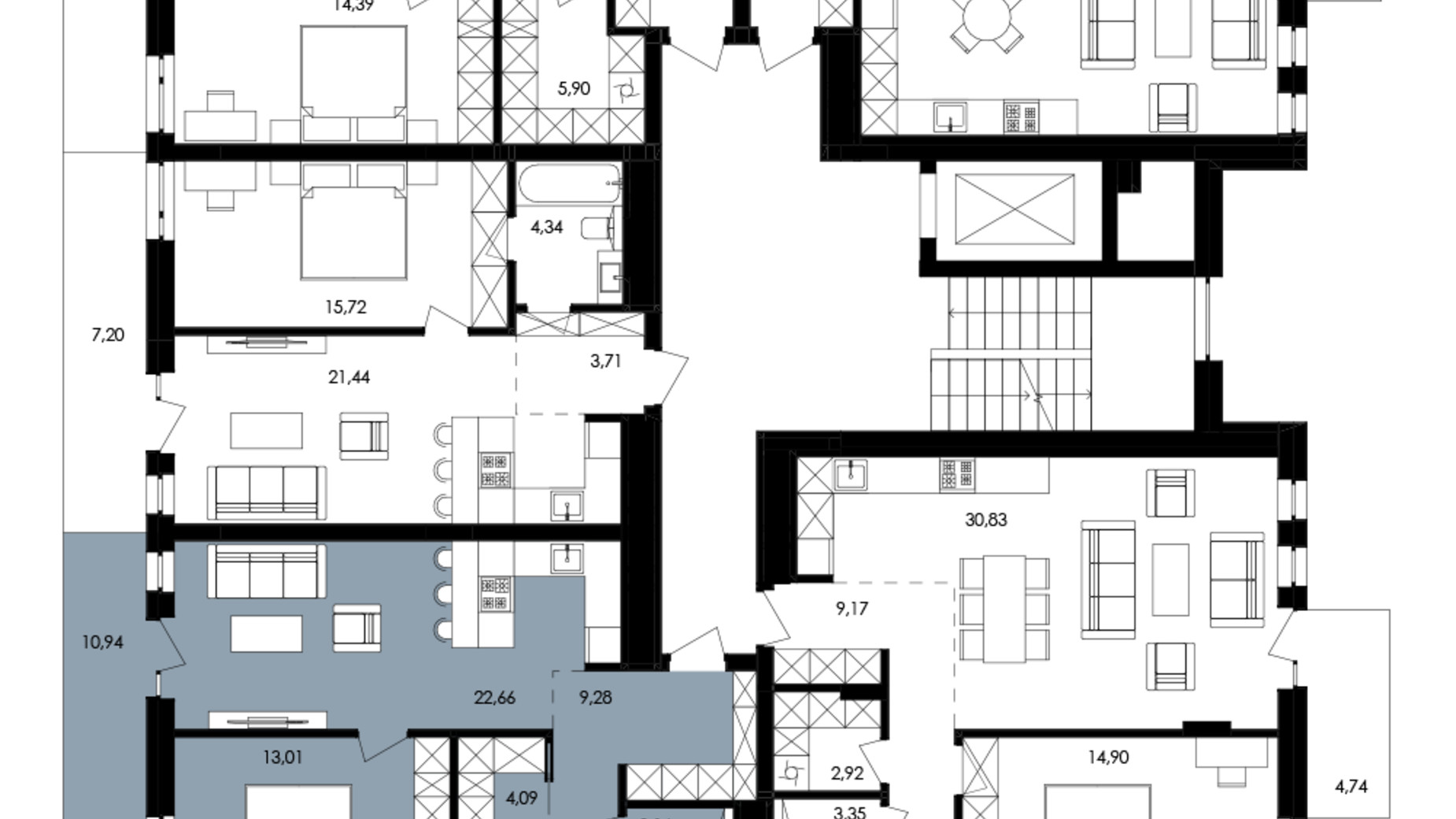 Планировка 2-комнатной квартиры в ЖК Avalon Yard 83 м², фото 709892