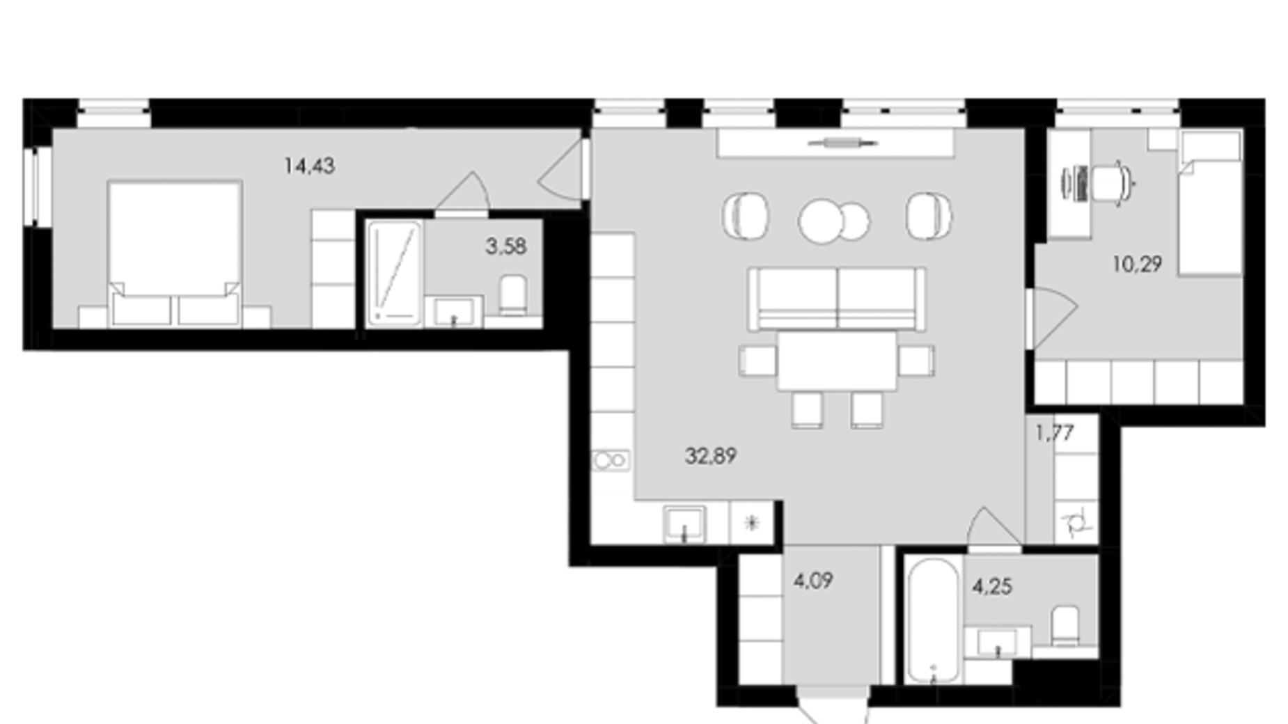 Планировка 2-комнатной квартиры в ЖК Avalon Holiday One 71 м², фото 710084