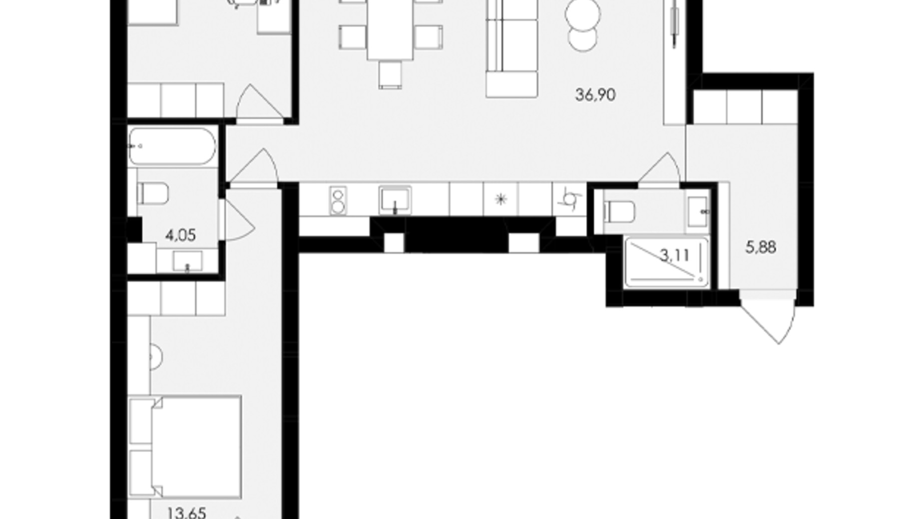 Планировка 2-комнатной квартиры в ЖК Avalon Holiday One 80 м², фото 710086