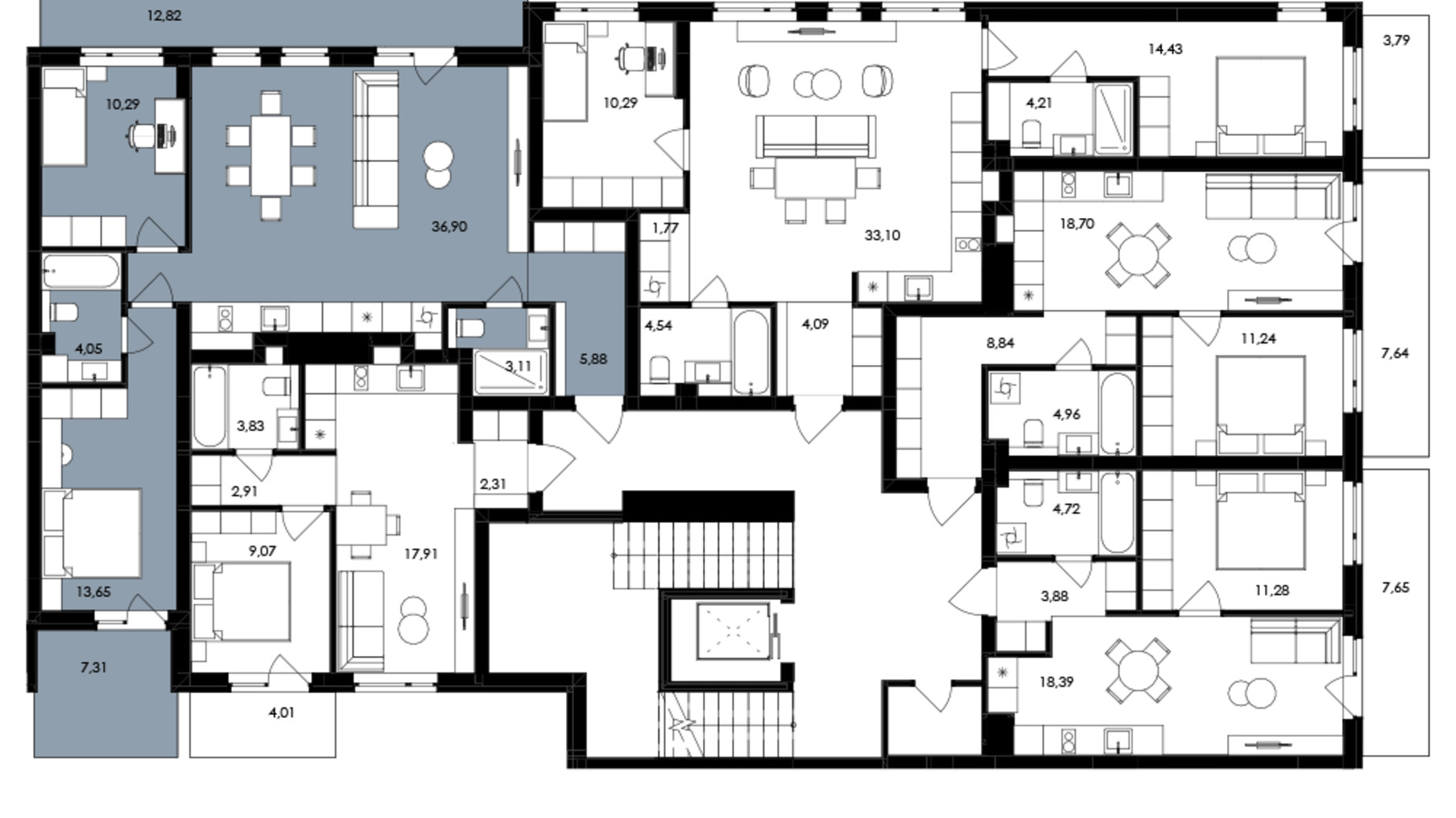 Планировка 2-комнатной квартиры в ЖК Avalon Holiday One 80 м², фото 710087