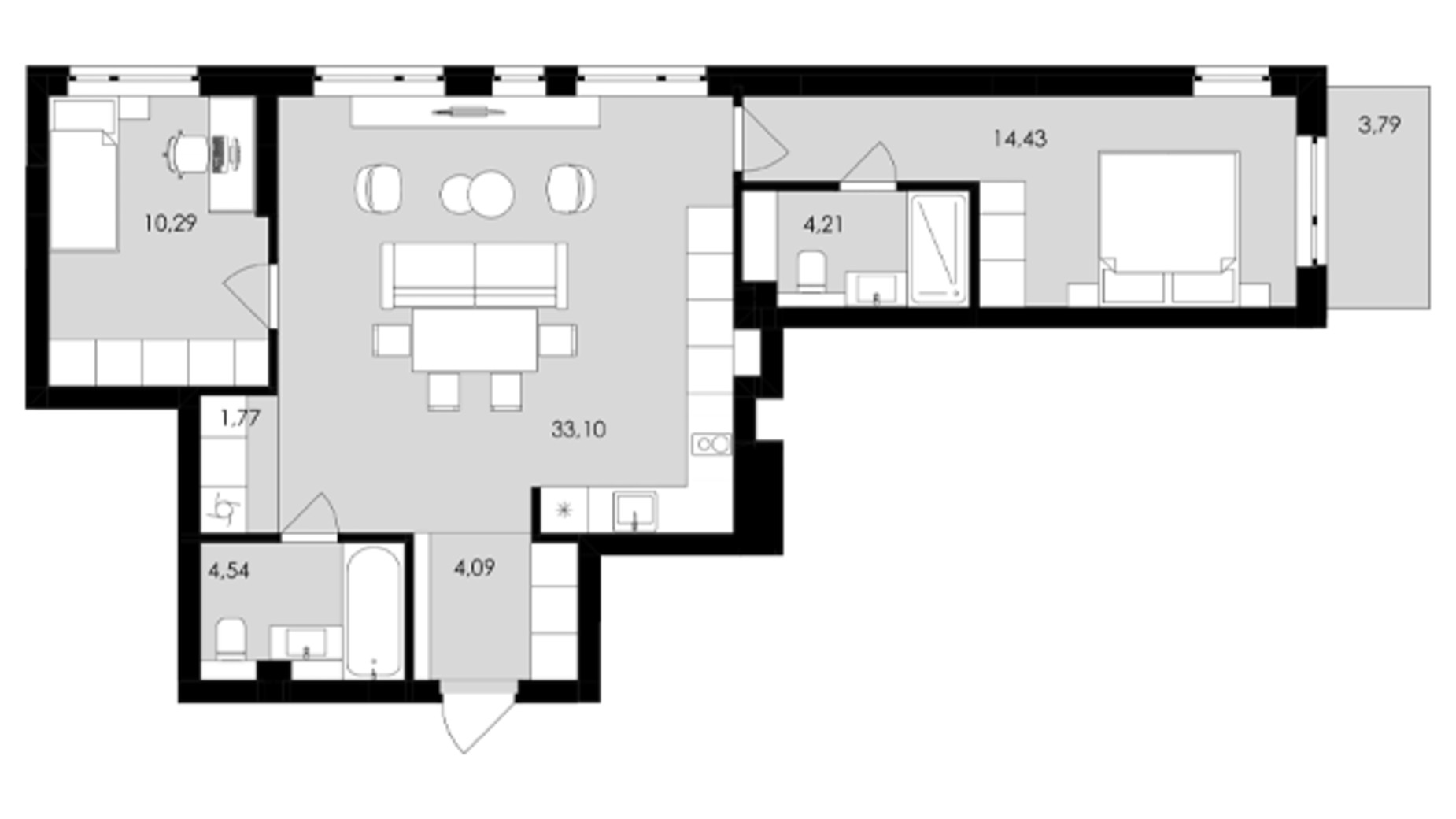 Планування 2-кімнатної квартири в ЖК Avalon Holiday One 74 м², фото 710093