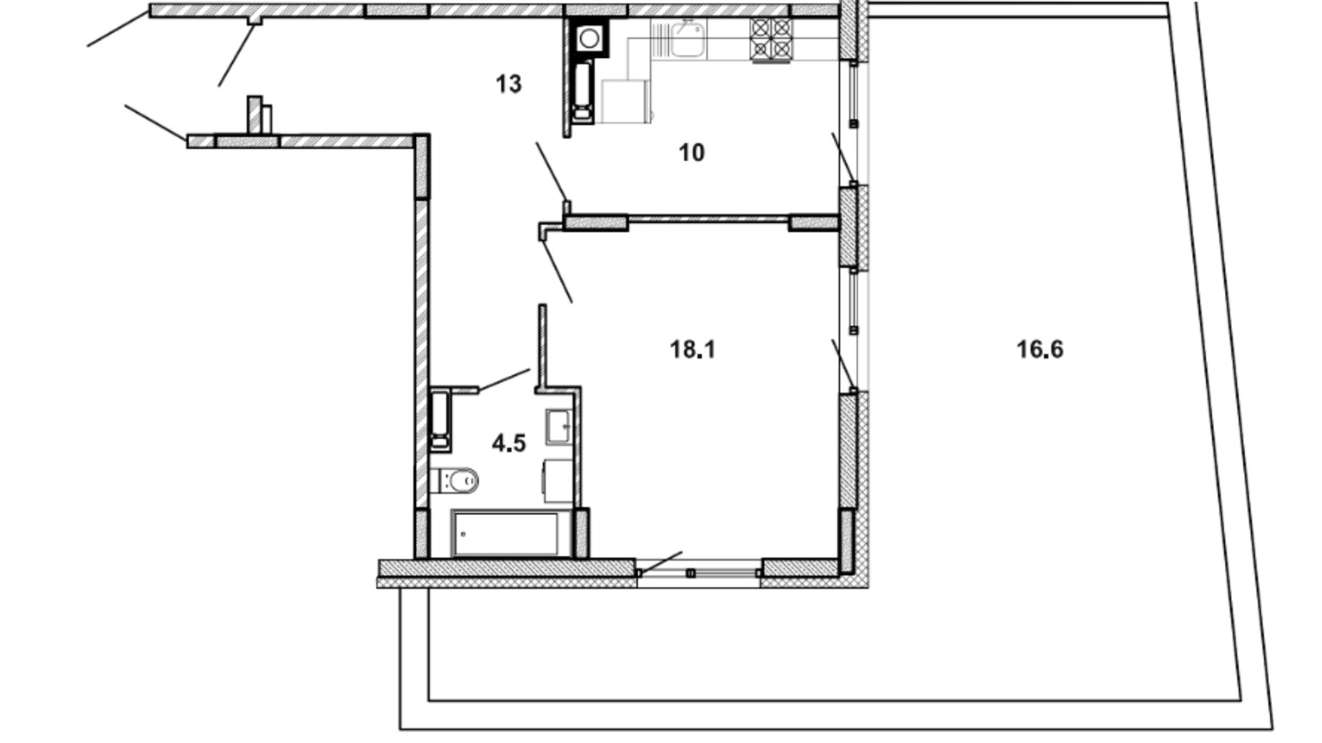 Планування 1-кімнатної квартири в ЖК Мрія 62.2 м², фото 710499