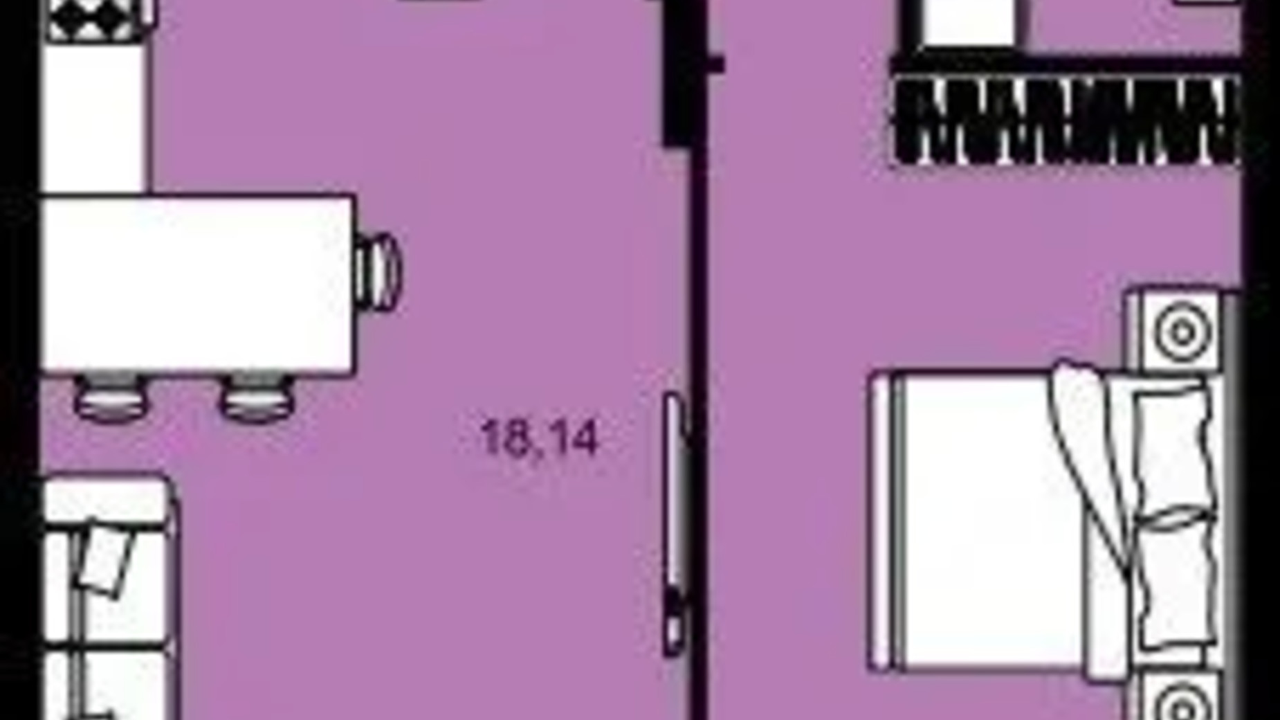 Планировка 1-комнатной квартиры в ЖК Continent West 43.56 м², фото 711148