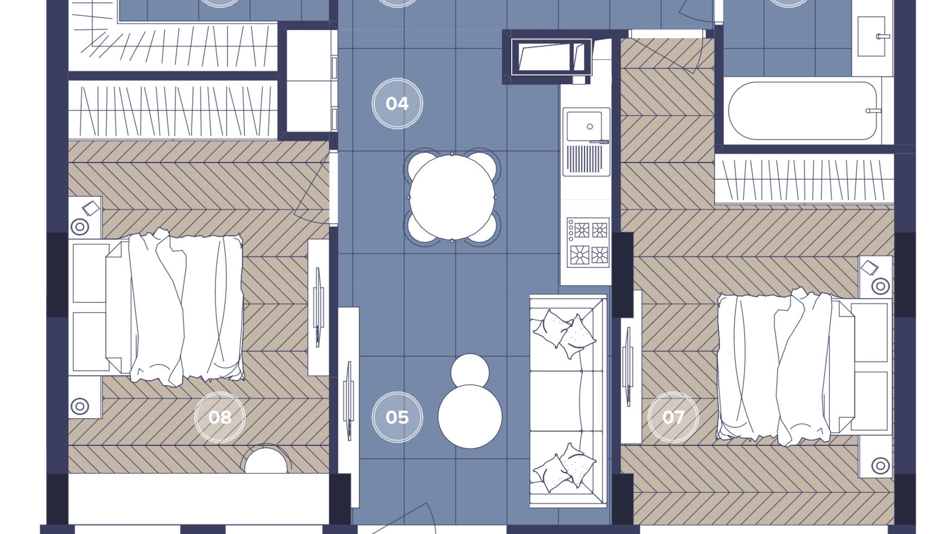 Планировка 2-комнатной квартиры в ЖК Dnipro Island 70.28 м², фото 711486