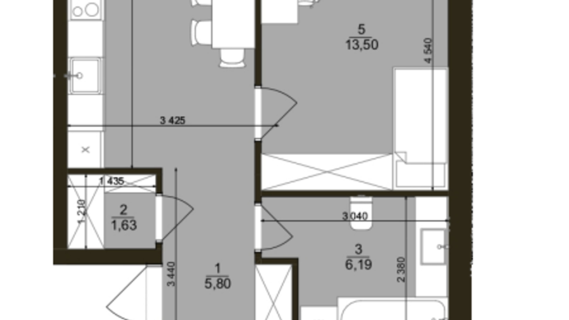 Планировка 2-комнатной квартиры в ЖК Marseille 68 м², фото 711566