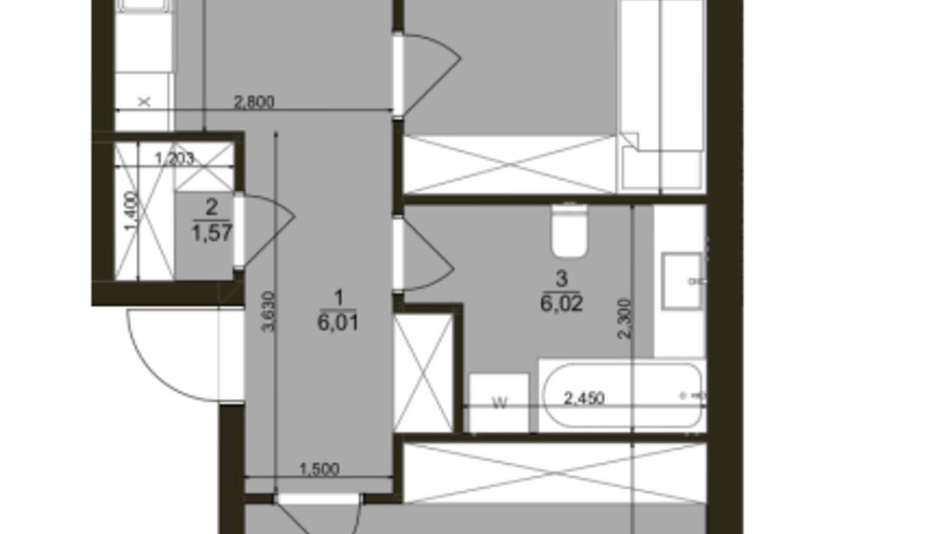 Планування 2-кімнатної квартири в ЖК Marseille 69 м², фото 711568