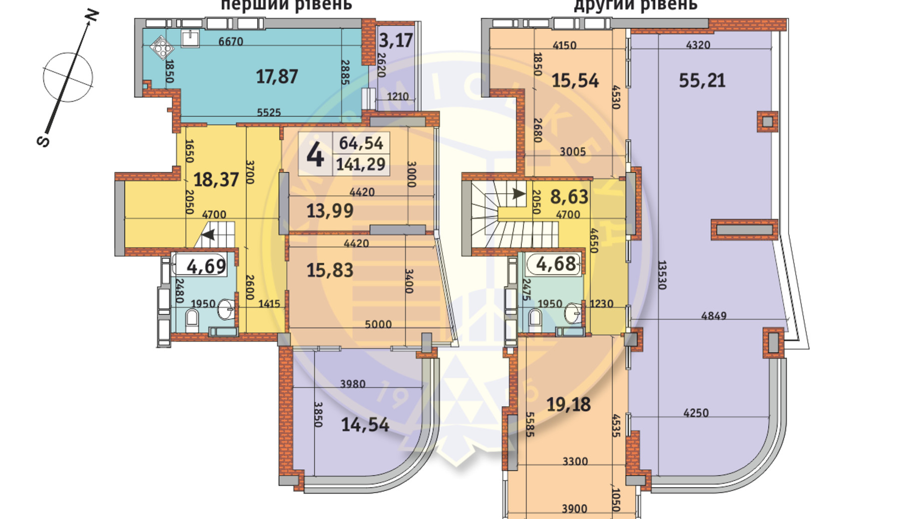 Планировка много­уровневой квартиры в ЖК Урловский-2 141.29 м², фото 712922