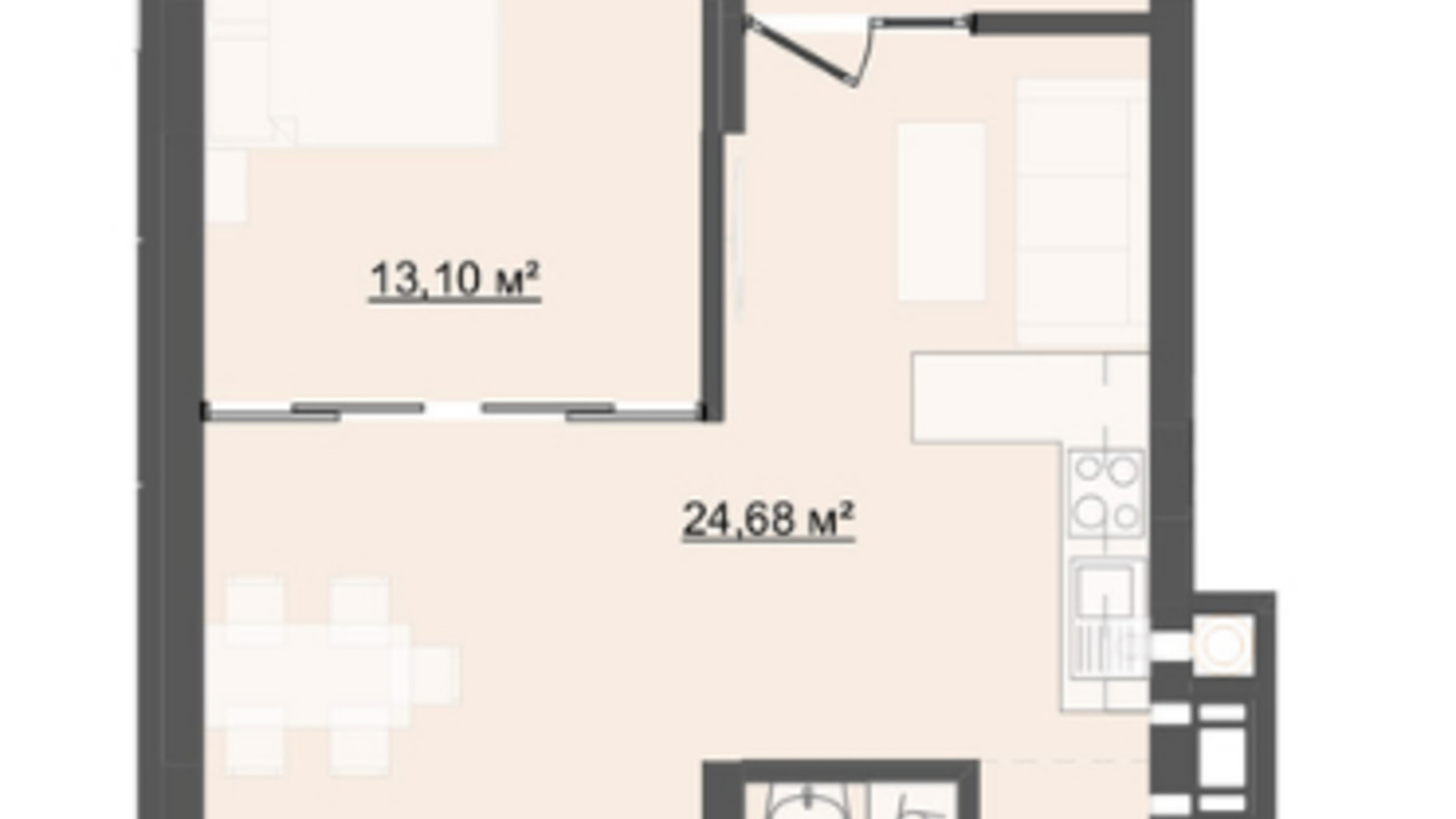 Планировка 1-комнатной квартиры в ЖК City House 54.21 м², фото 713035
