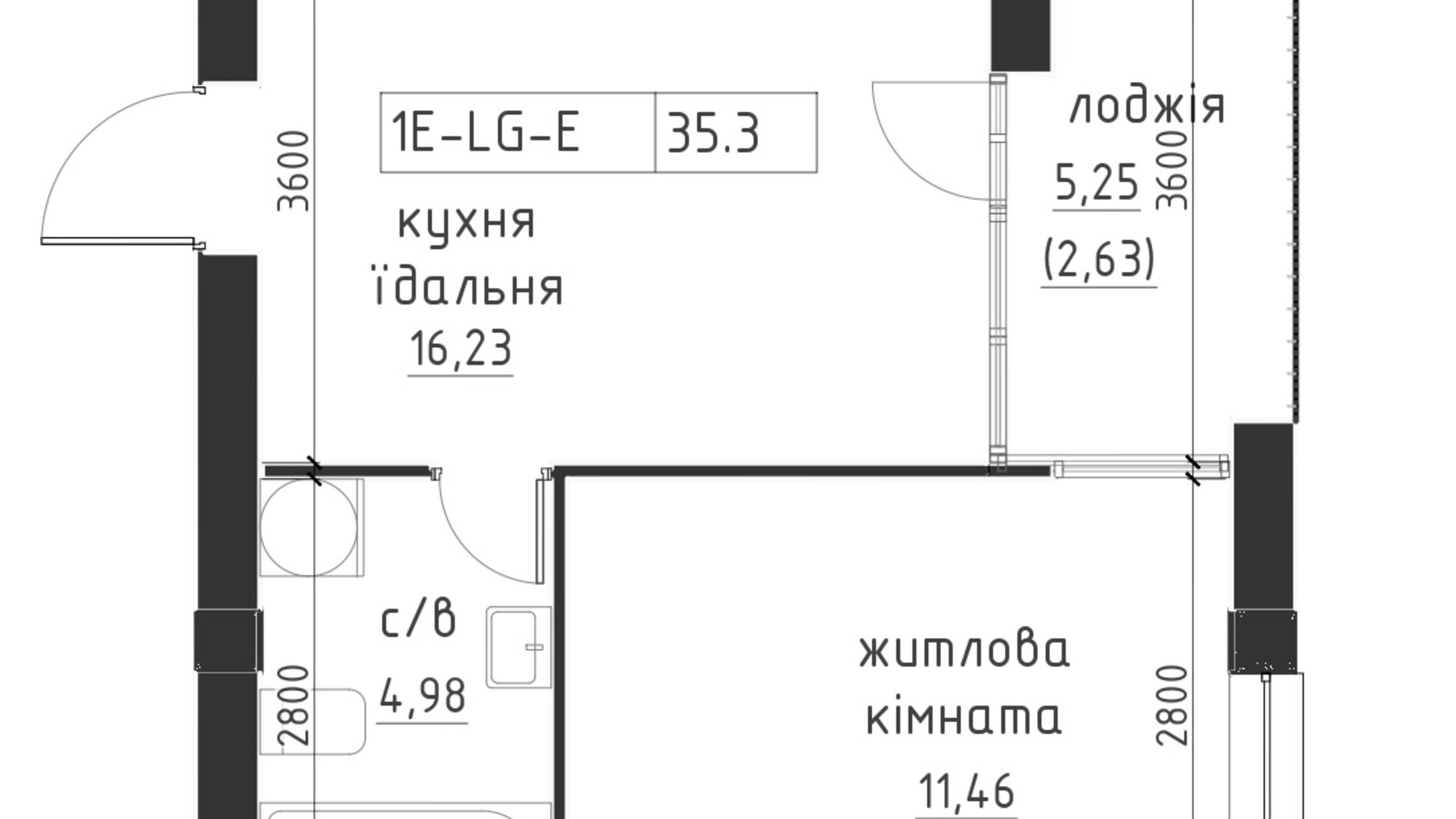 Планування 1-кімнатної квартири в ЖК Lizrome 37.92 м², фото 713511